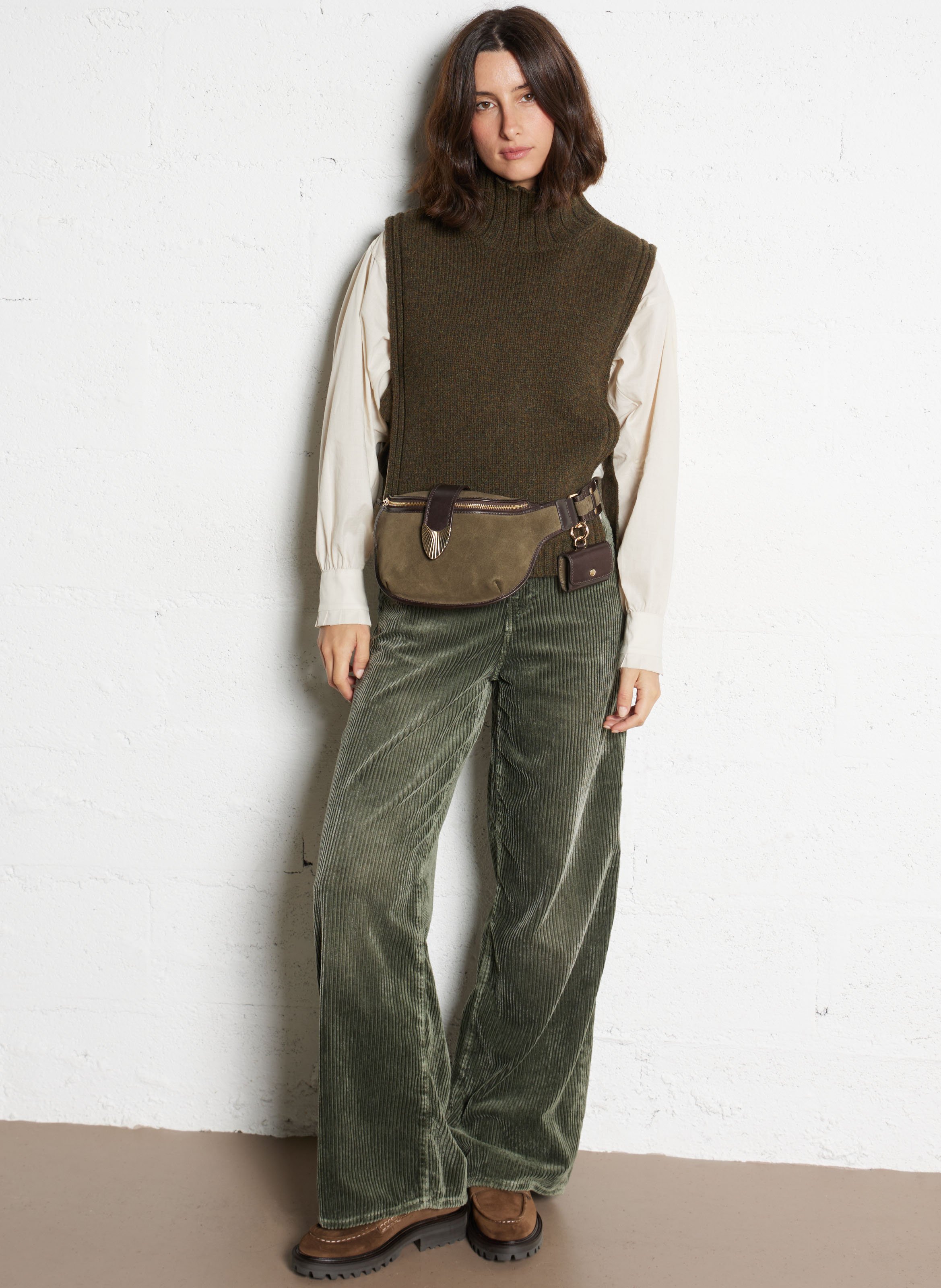 Sac banane en cuir  MAISON 123 Kaki