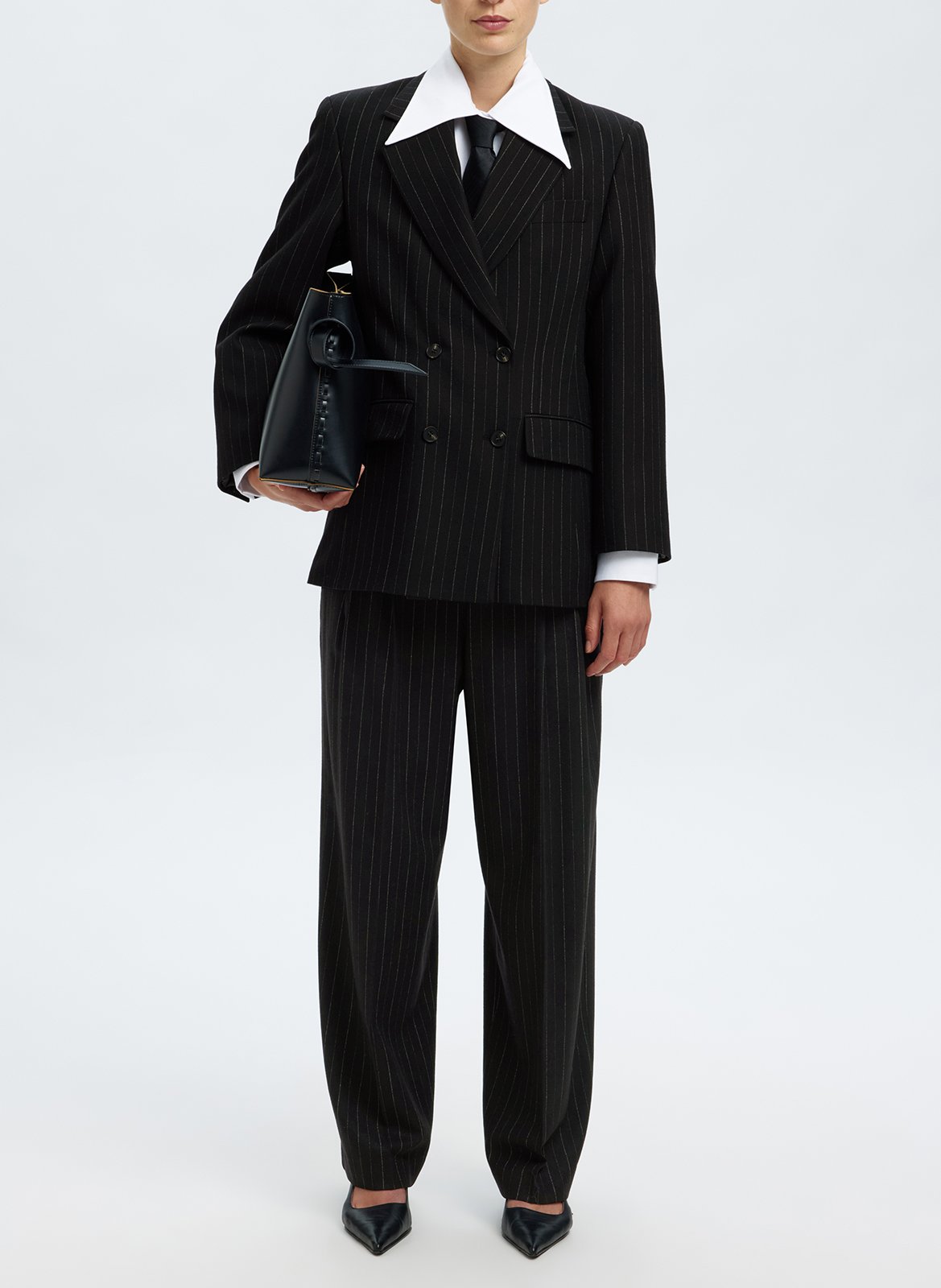 Veste tailleur structurée à rayures SELECTED Noir