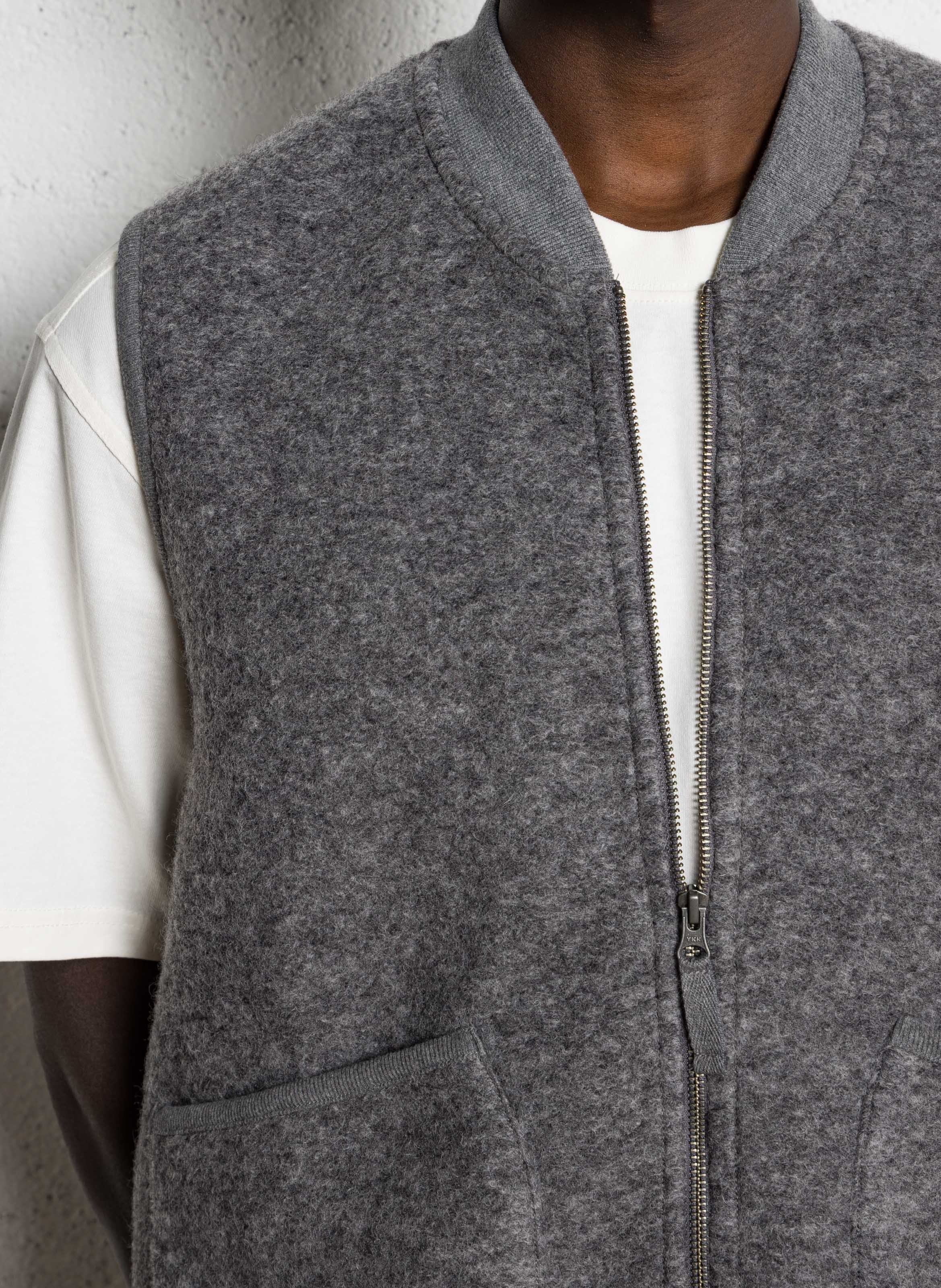 Gilet en laine mélangée col rond HARTFORD Gris