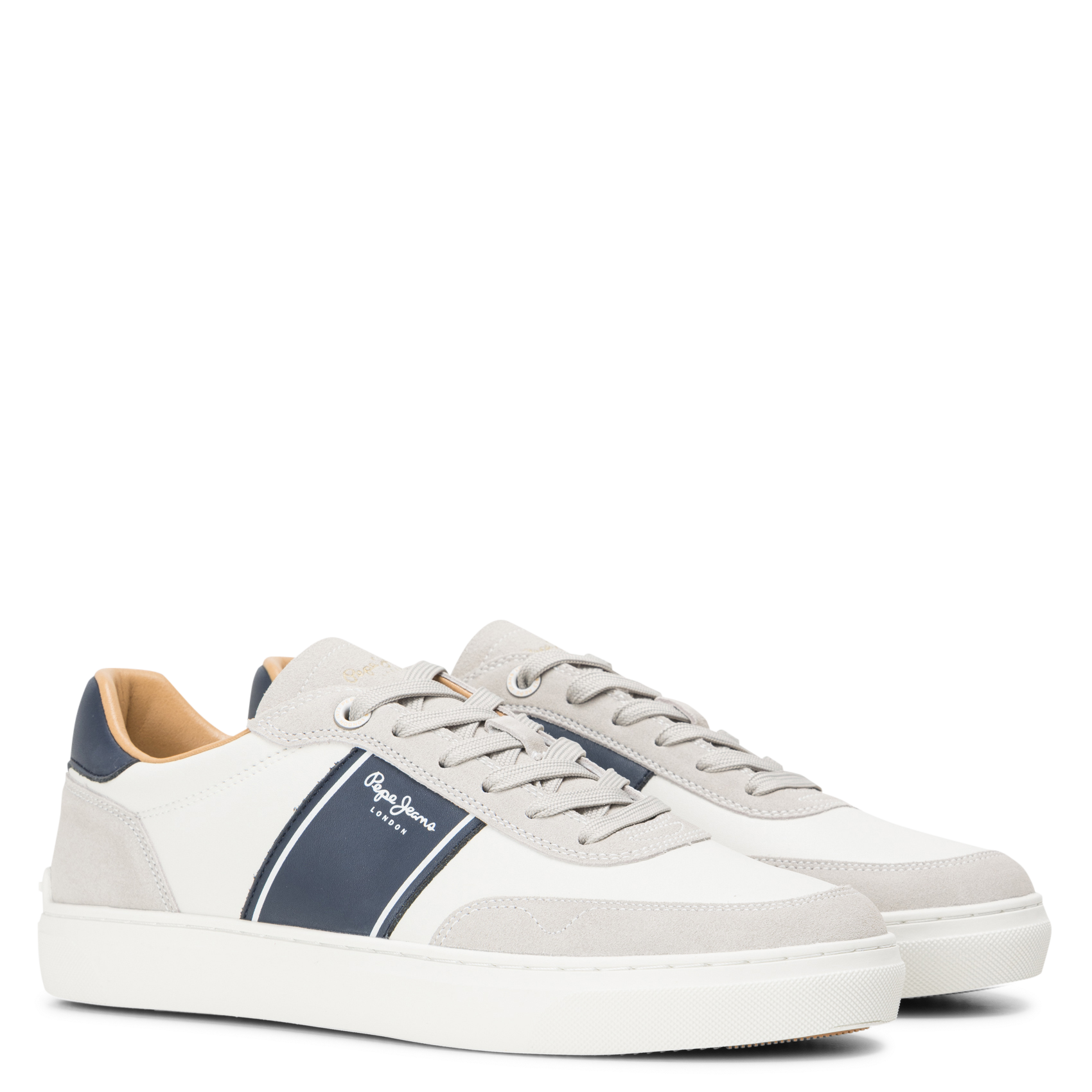 Low-top dual-material sneakers PEPE JEANS White