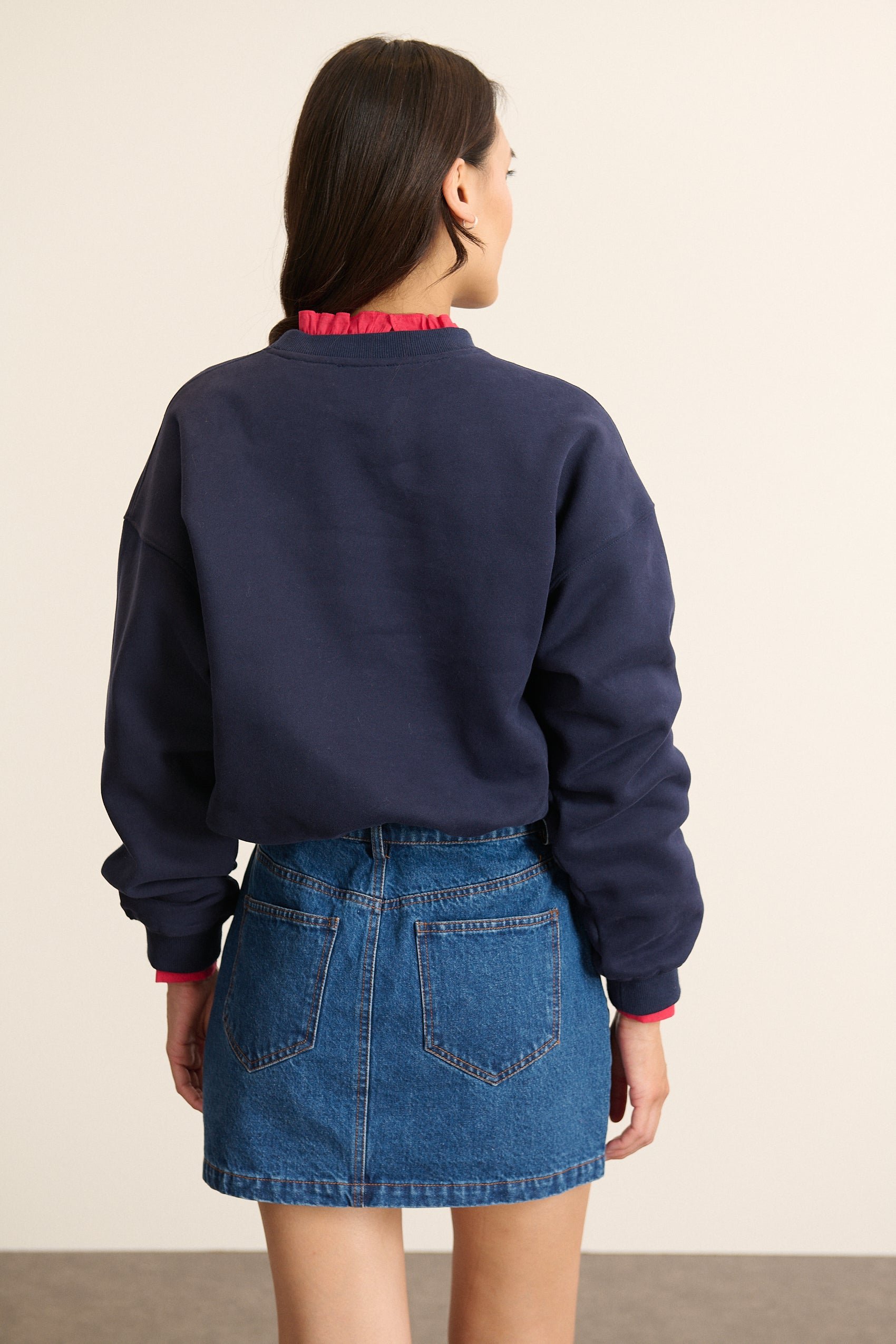Oversized round neck sweatshirt with print GARANCE PARIS Blue