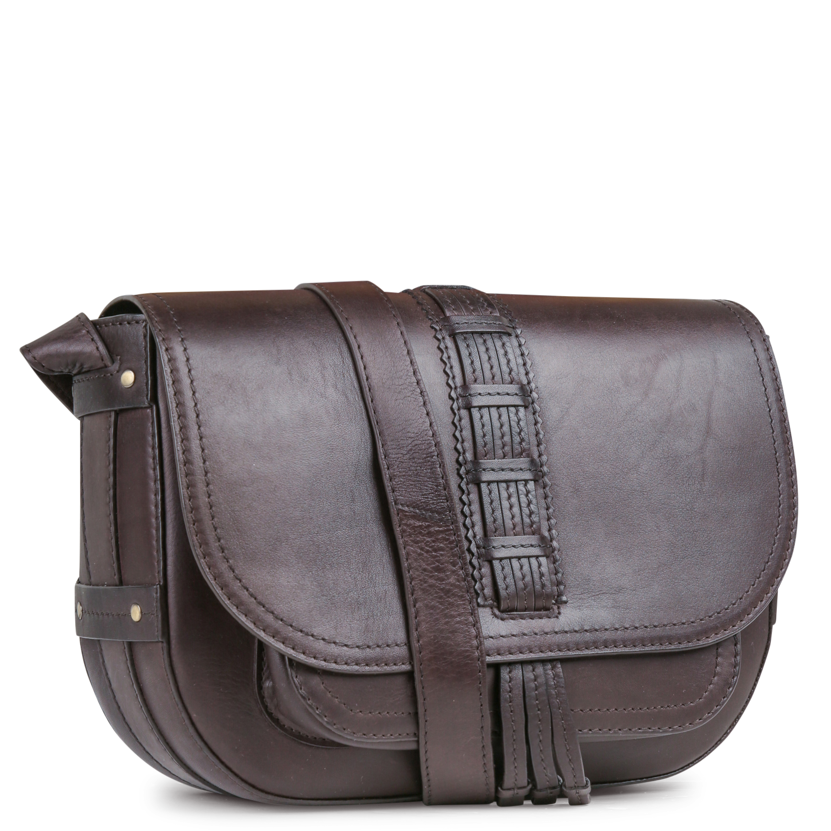 Sac bandoulière en cuir MAISON 123 Marron