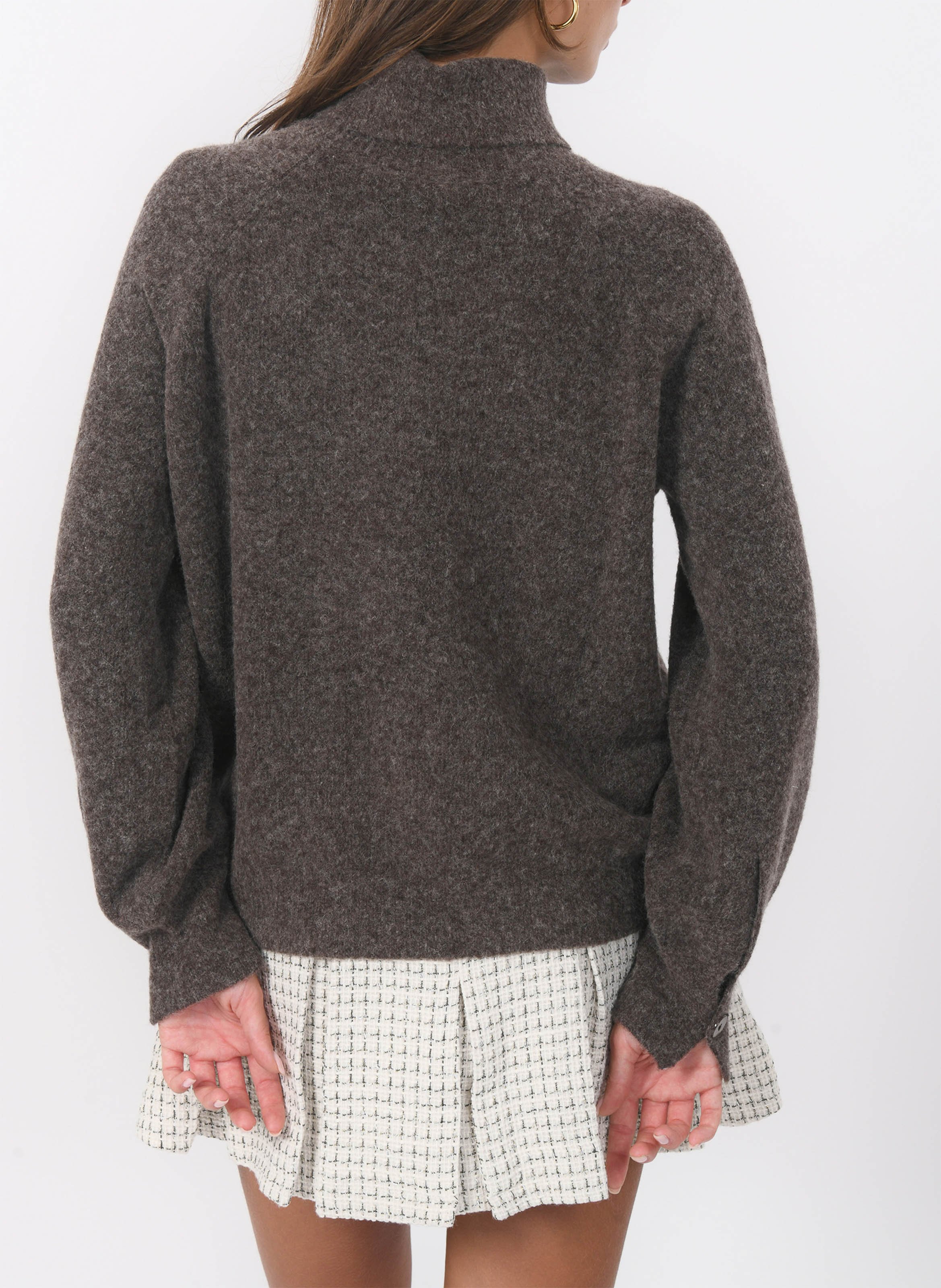 Pull droit col roulé en laine mélangée KOOKAI Marron