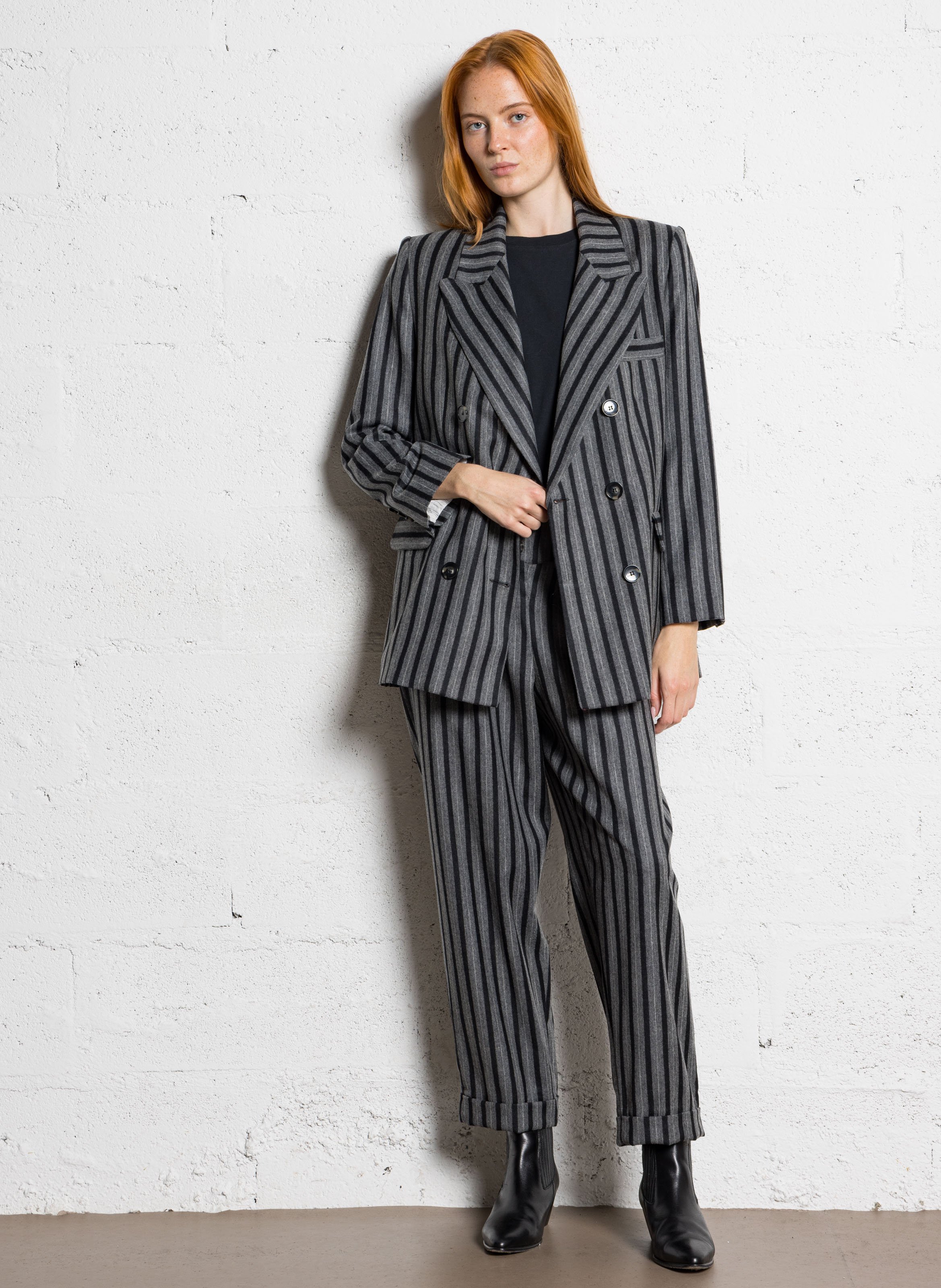 Fitted wool-blend suit collar jacket SOPHIE+LUCIE Grey