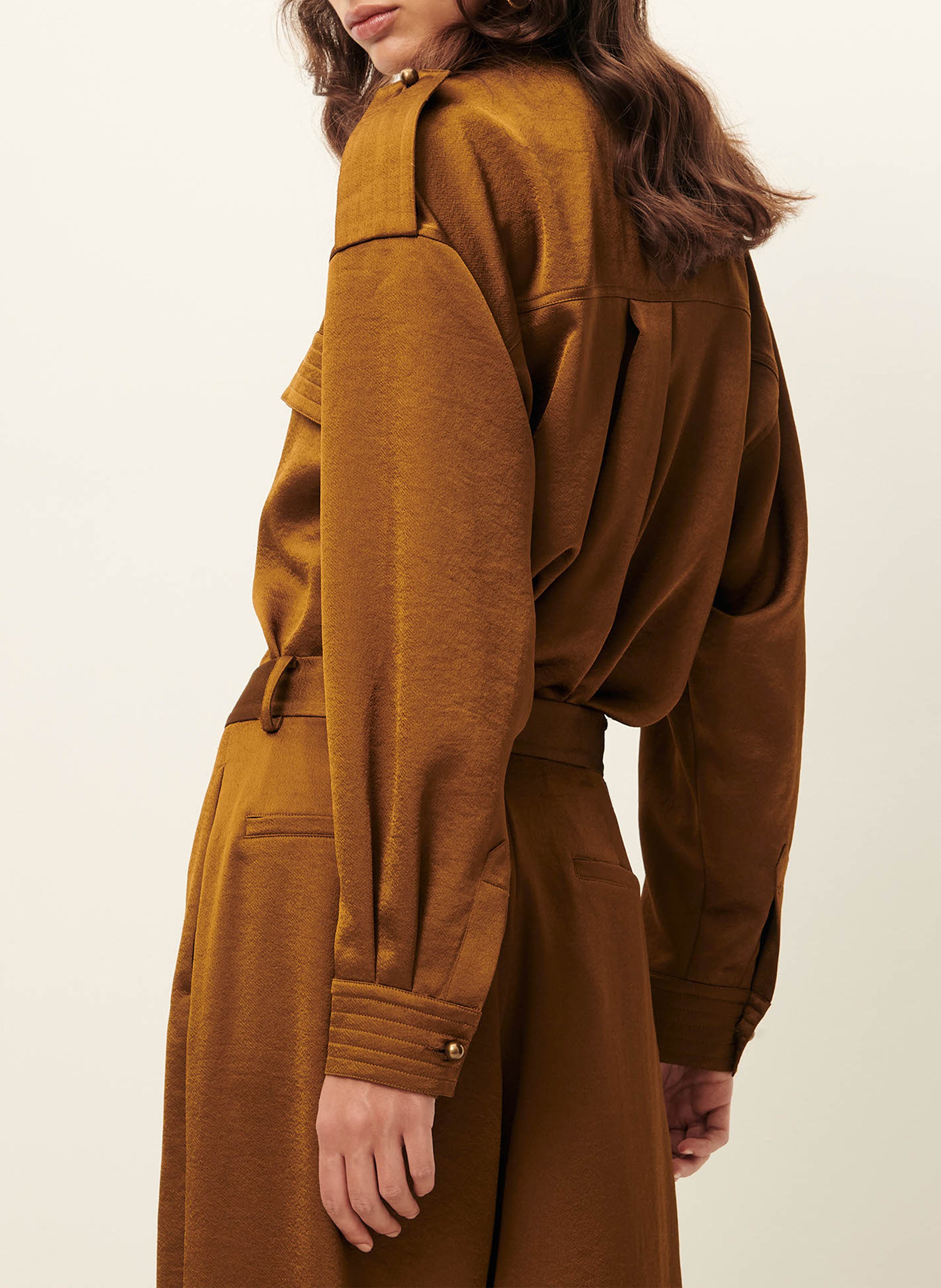 Wide Satin Flowy Pants SESSUN Brown