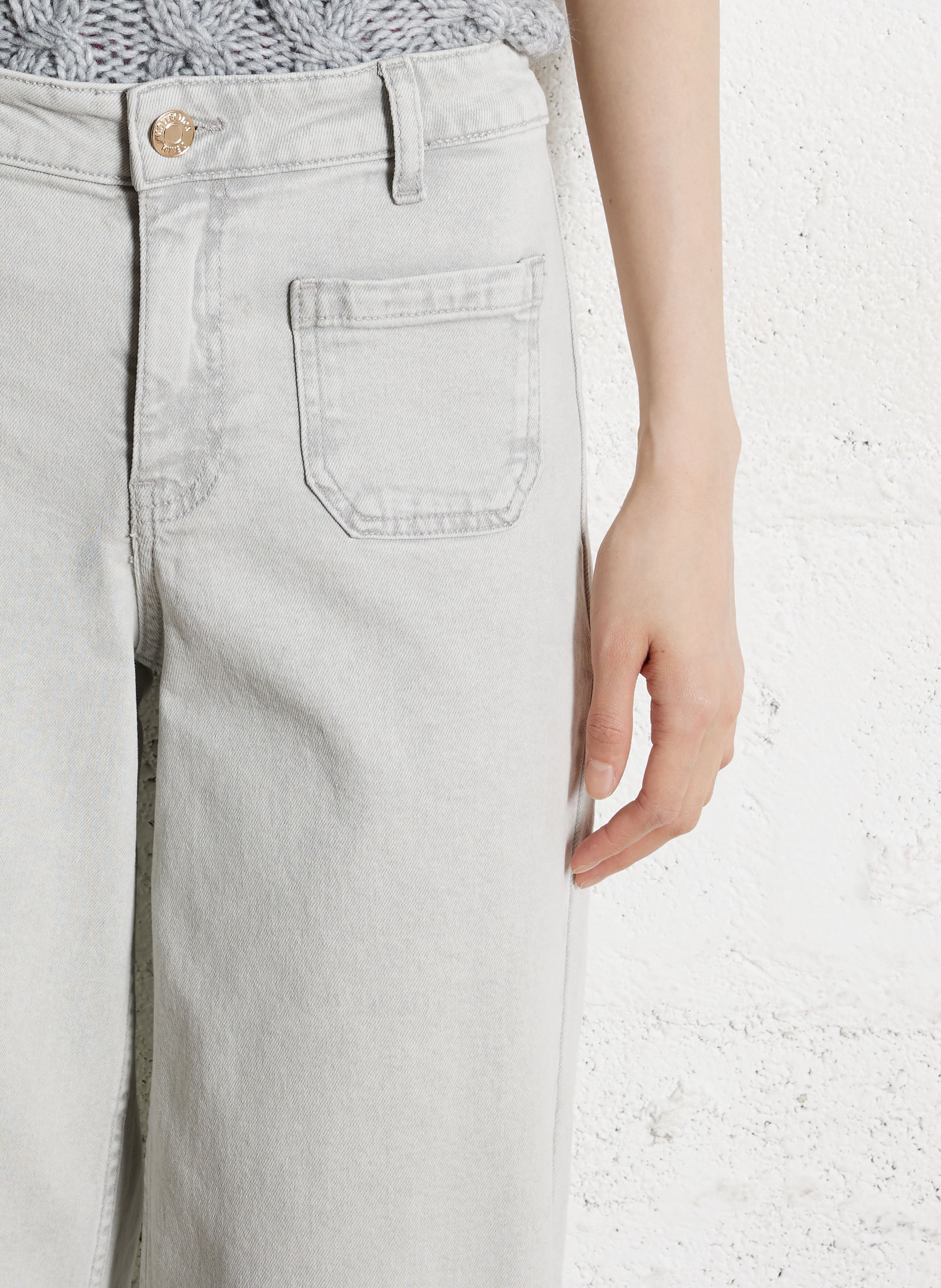 Jean cropped en coton mélangé MAISON 123 Gris