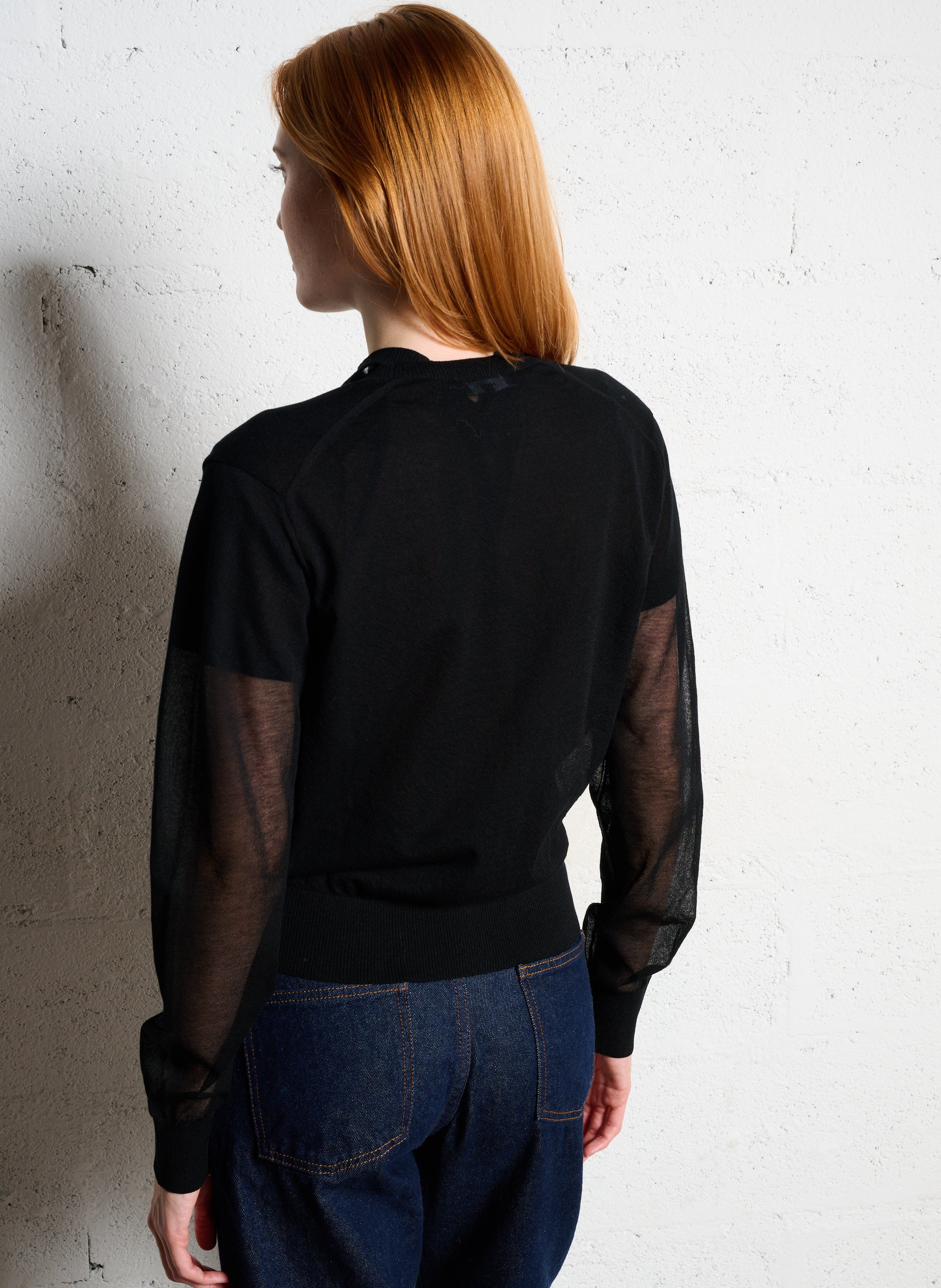 Cardigan col V en coton mélangé SOEUR Noir