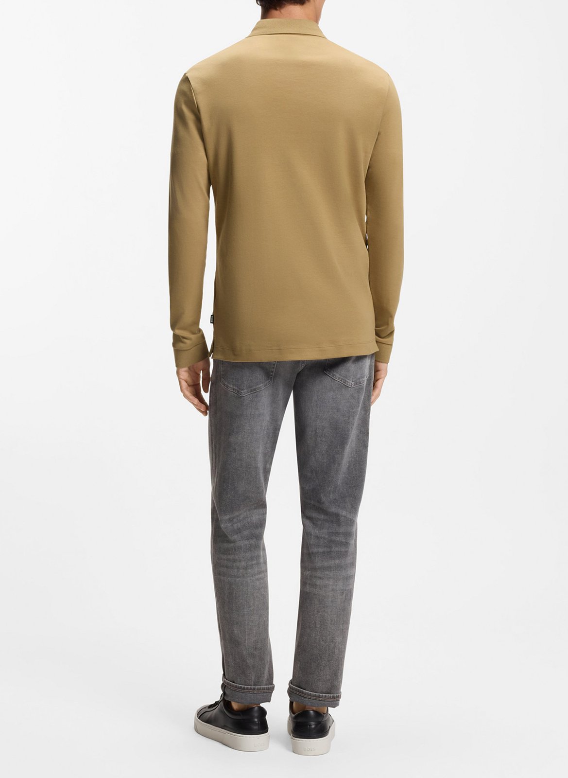 Cotton polo shirt with classic collar BOSS Khaki