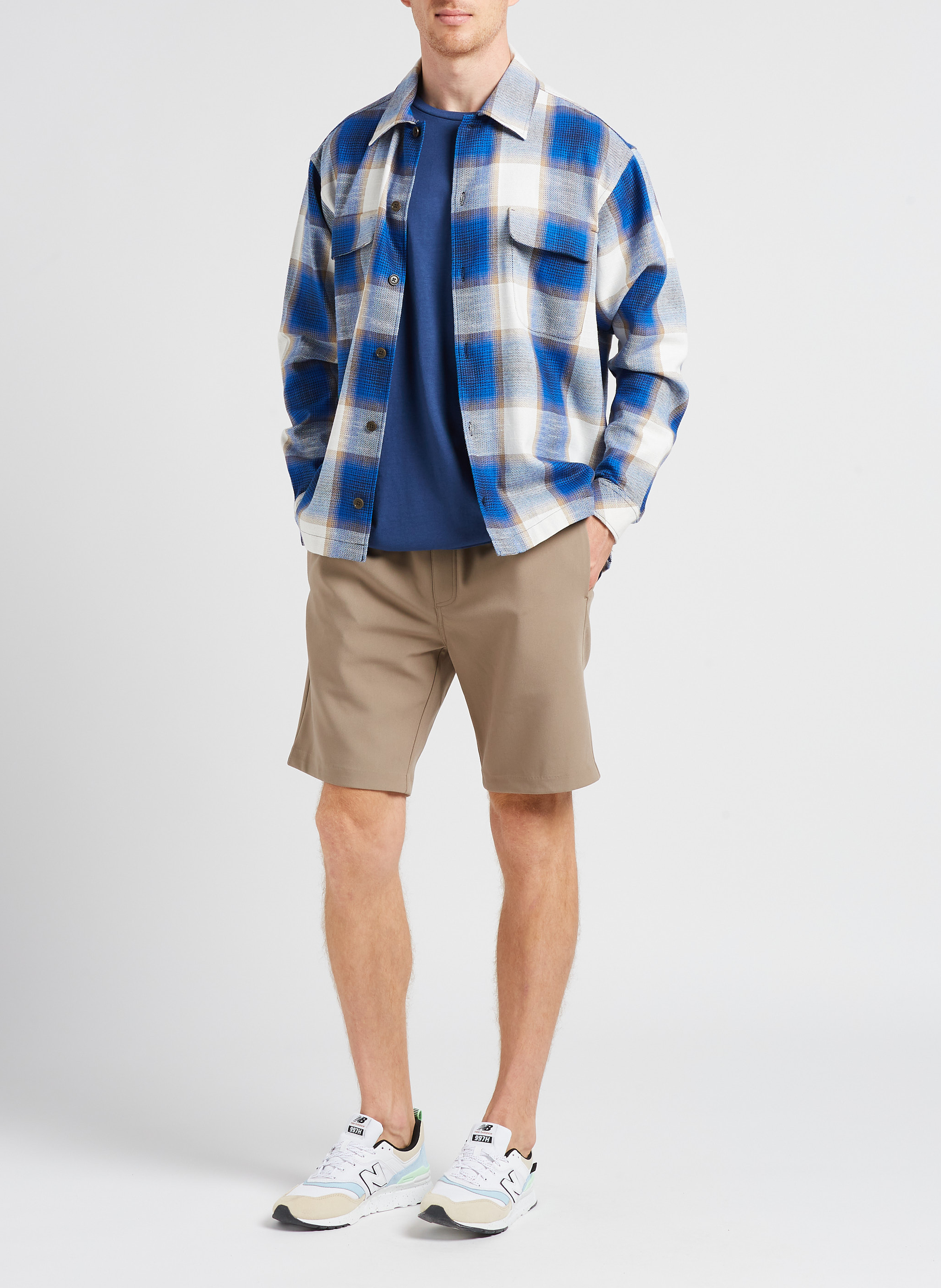 Chemise col classique à carreaux en coton mélangé  SAMSOE SAMSOE Bleu