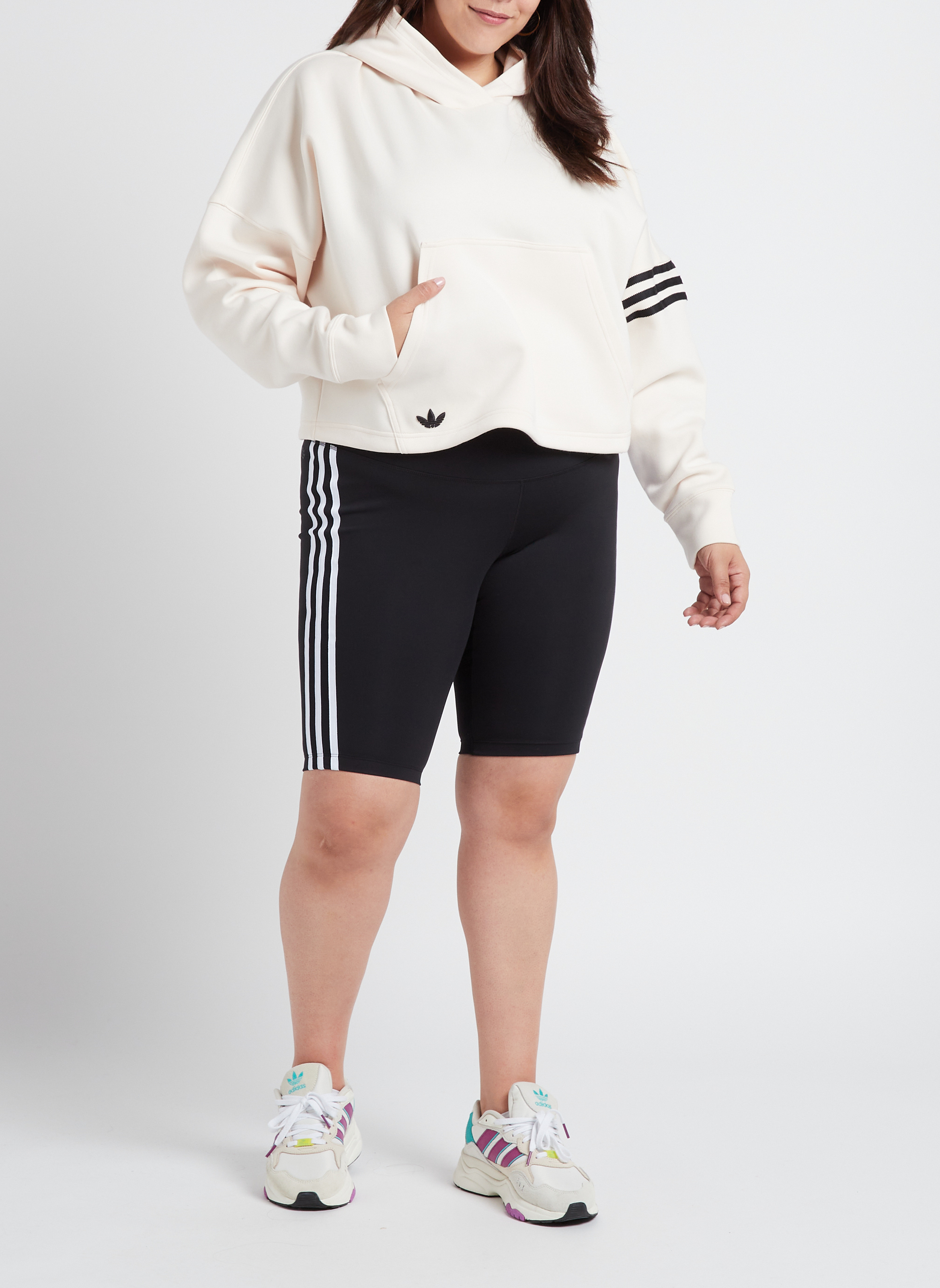 Kurzes Kapuzensweatshirt ADIDAS Beige