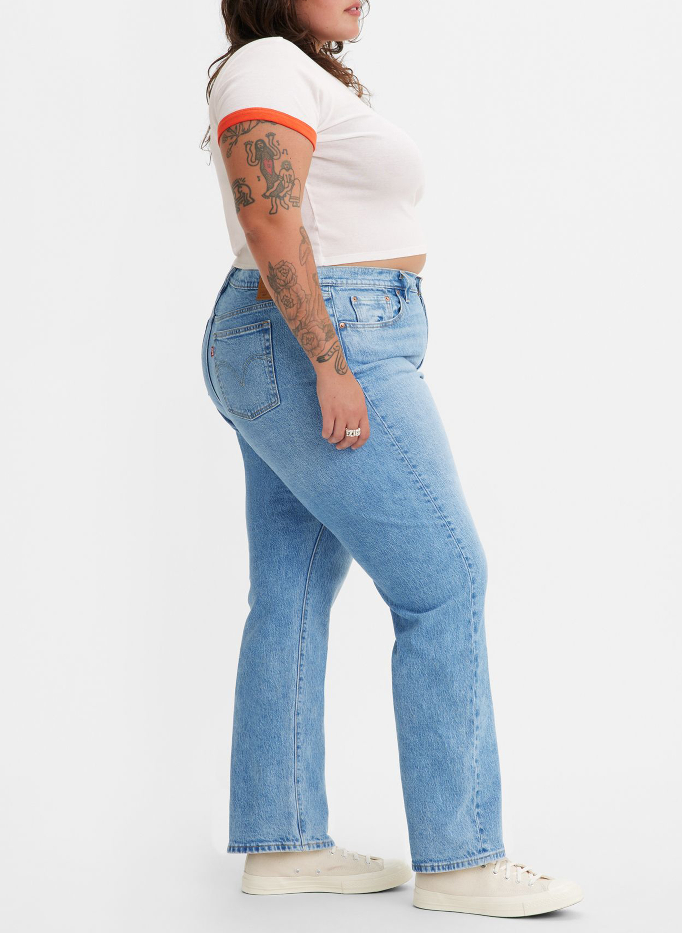 Jean droit délavé en coton mélangé LEVI'S Jean Délavé