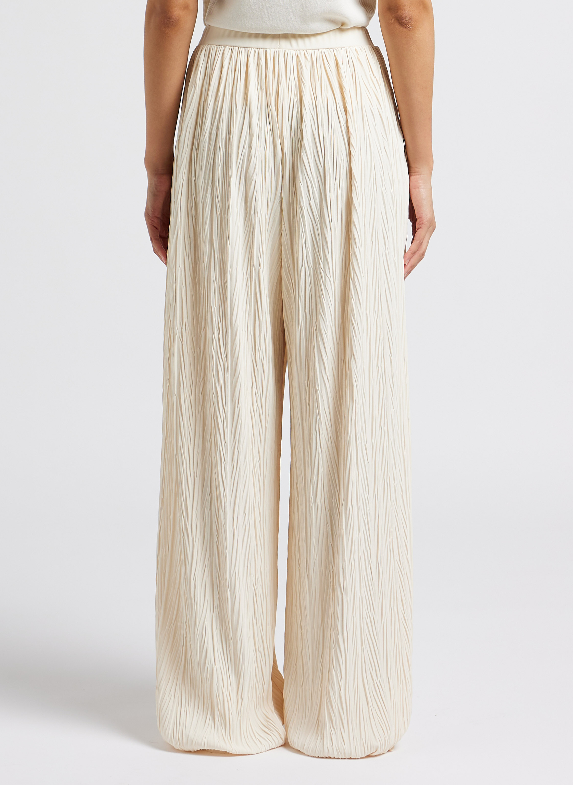 Pantalon large texturé taille haute MAX MARA LEISURE Blanc