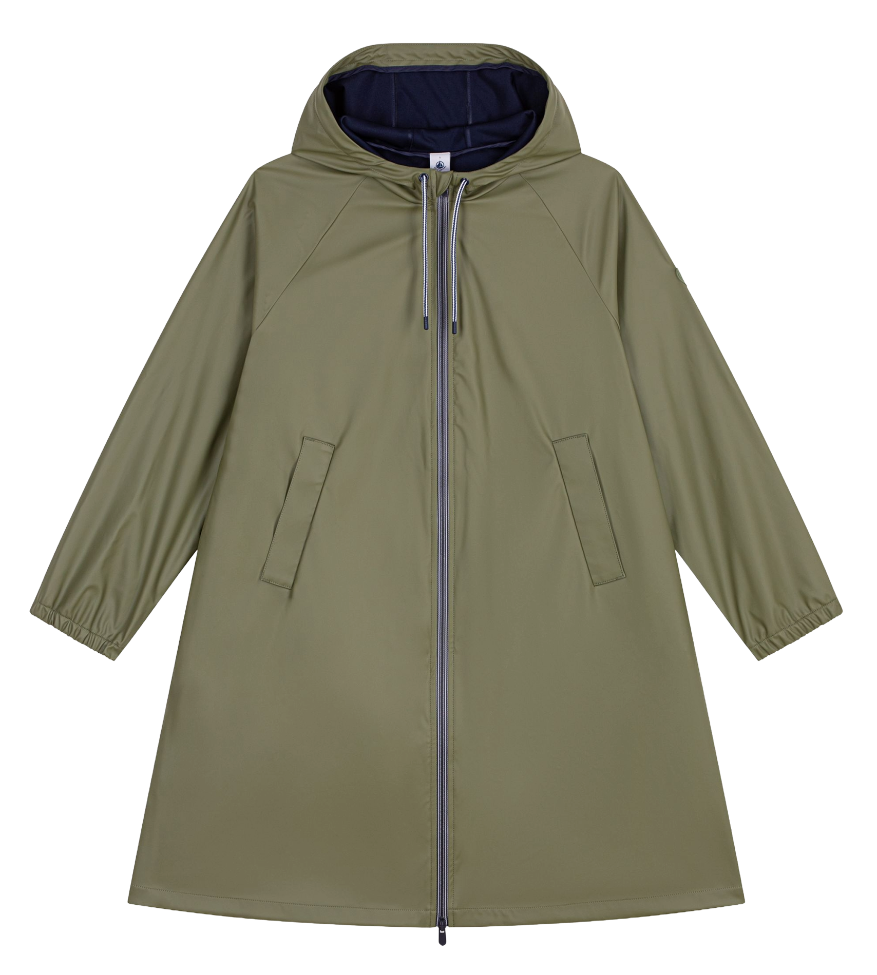 Windjack met ritssluiting en capuchon in effen kleur PETIT BATEAU Kaki