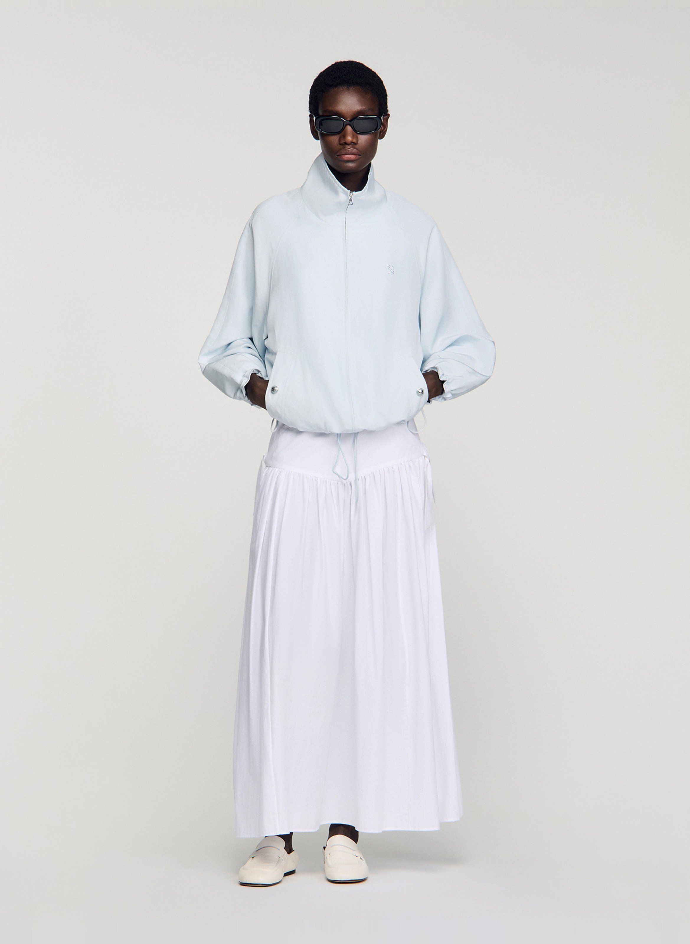 Blouson zippé oversize col montant SANDRO Bleu