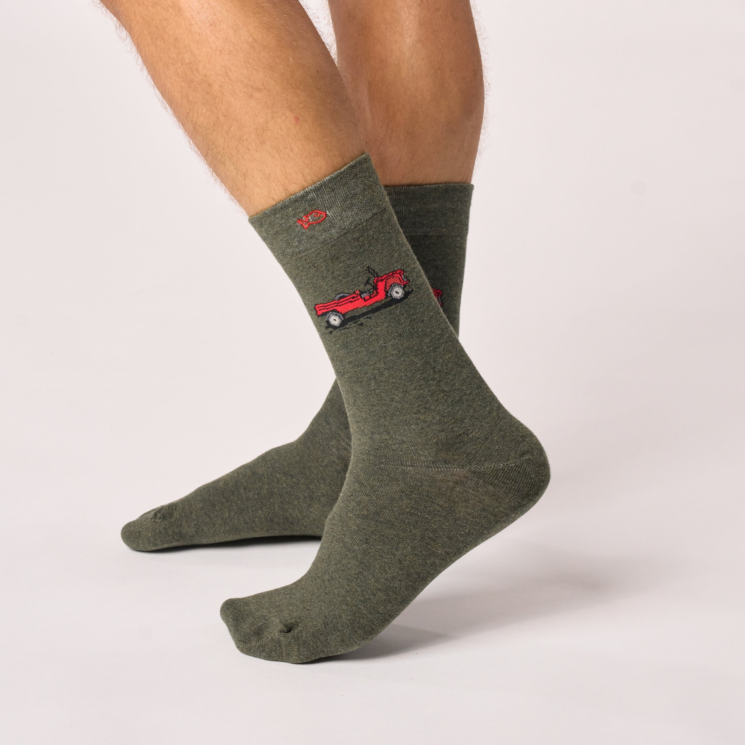 Combed Cotton Socks with Patterns BILLYBELT Khaki