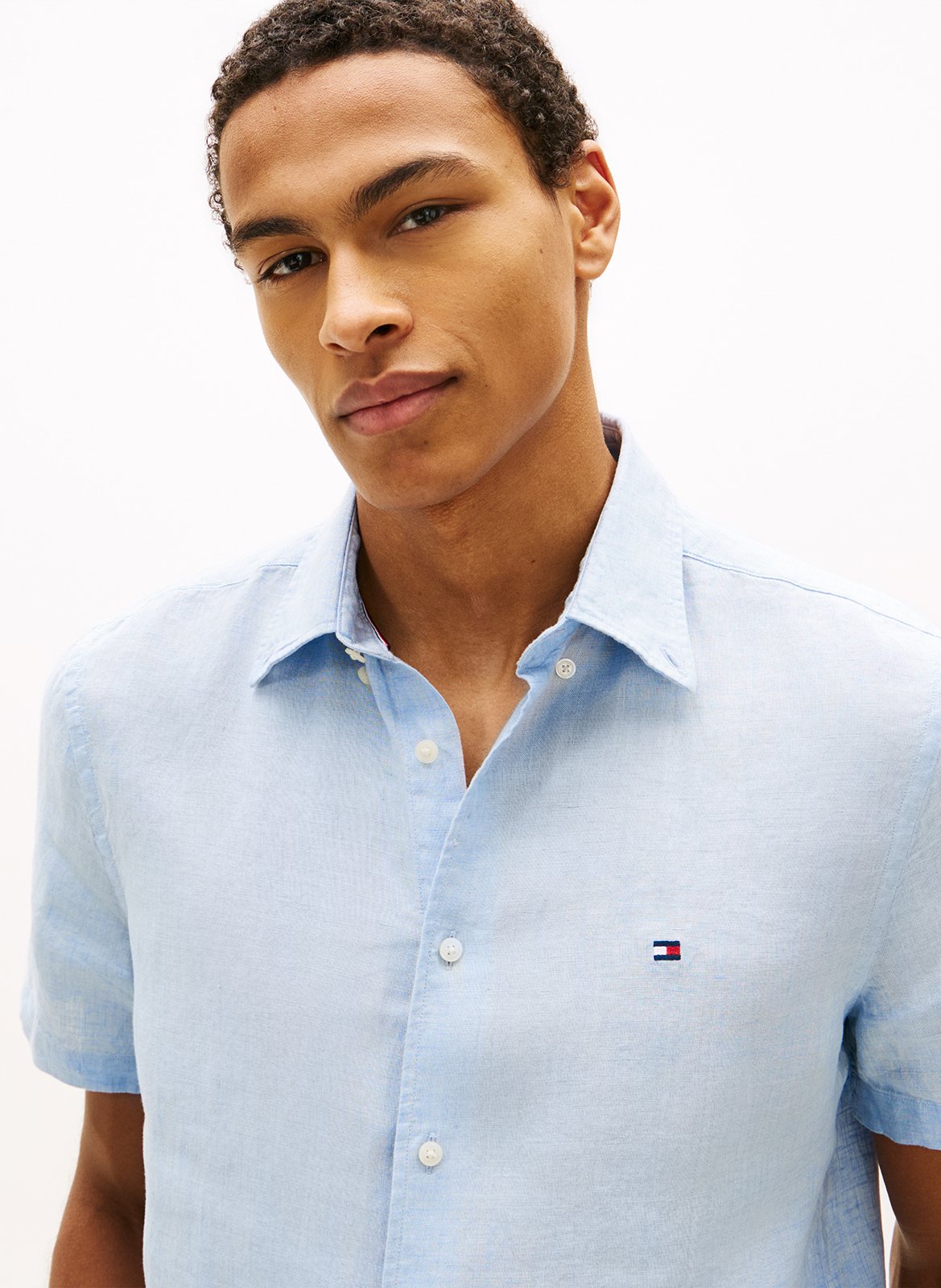 Chemise droite col classique en lin TOMMY HILFIGER Bleu