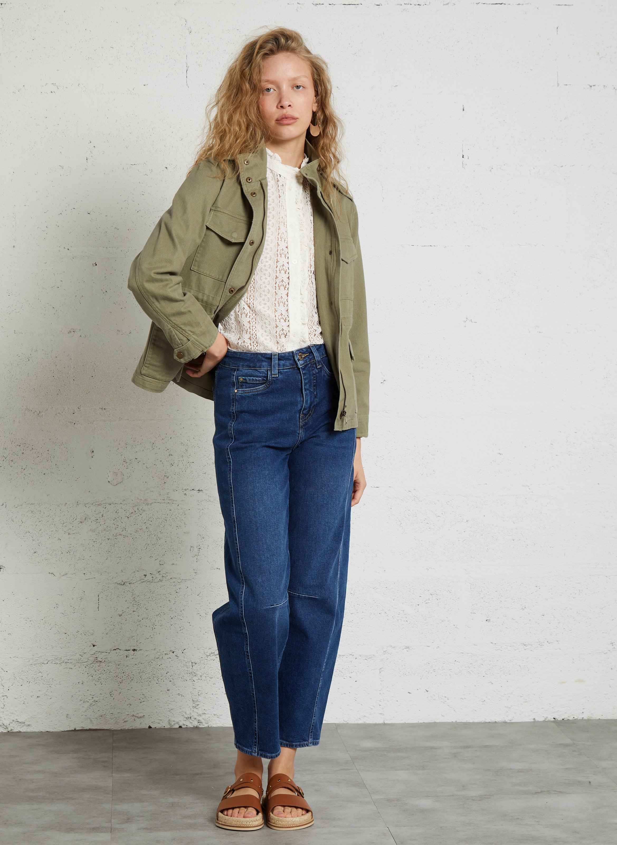 Cotton sharienne jacket MAISON 123 Green