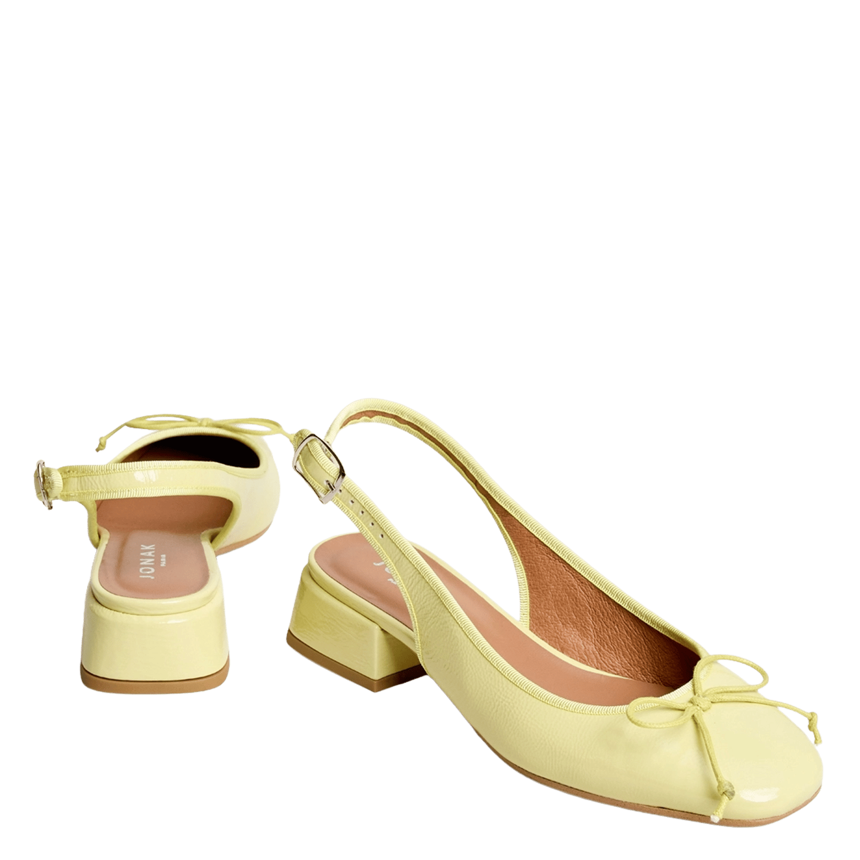 Ballerines slingbacks en cuir vernis Yellow