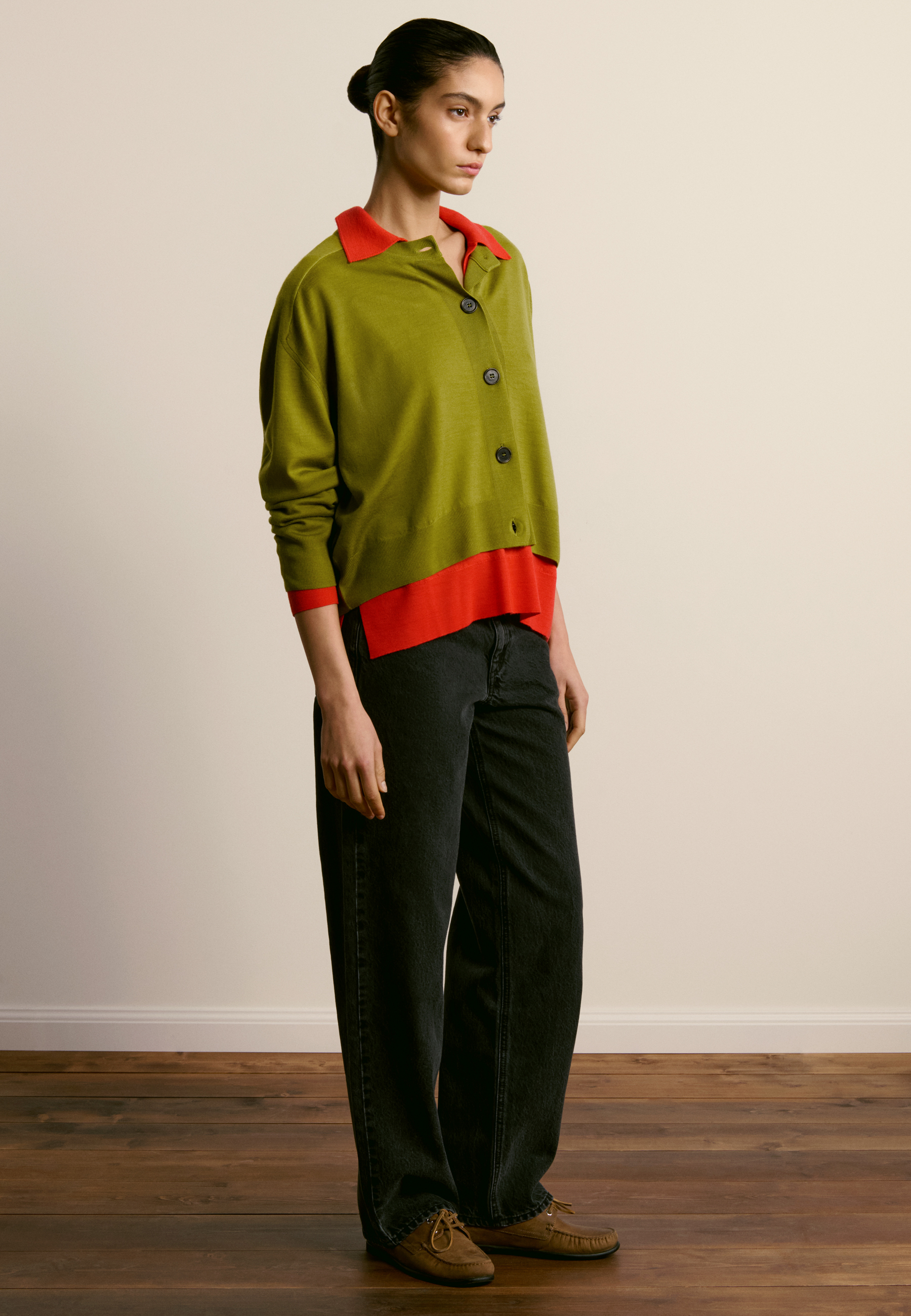 Merino wool cardigan MAISON MONTAGUT Green