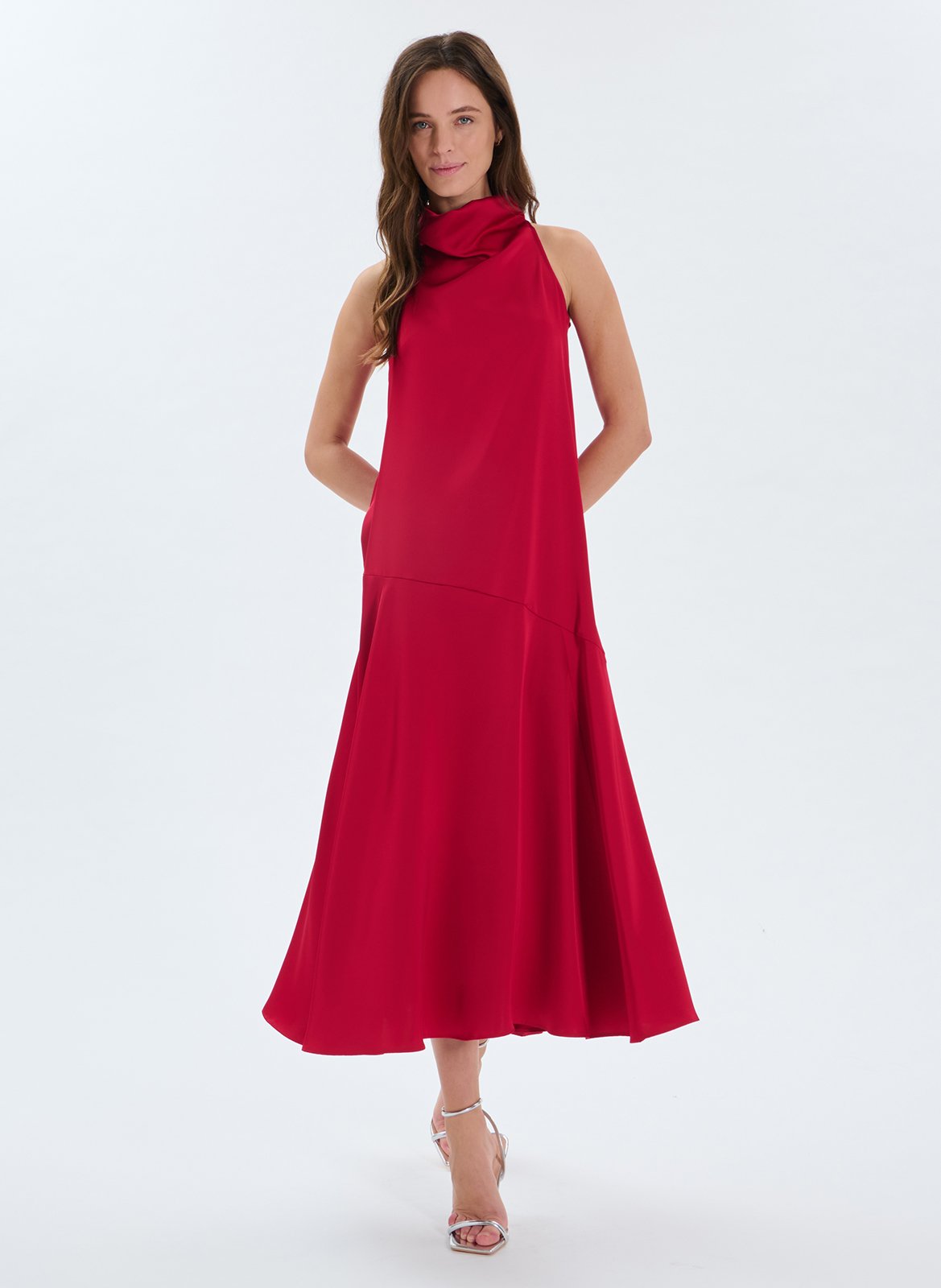 Robe longue évasée ZAPA Rouge