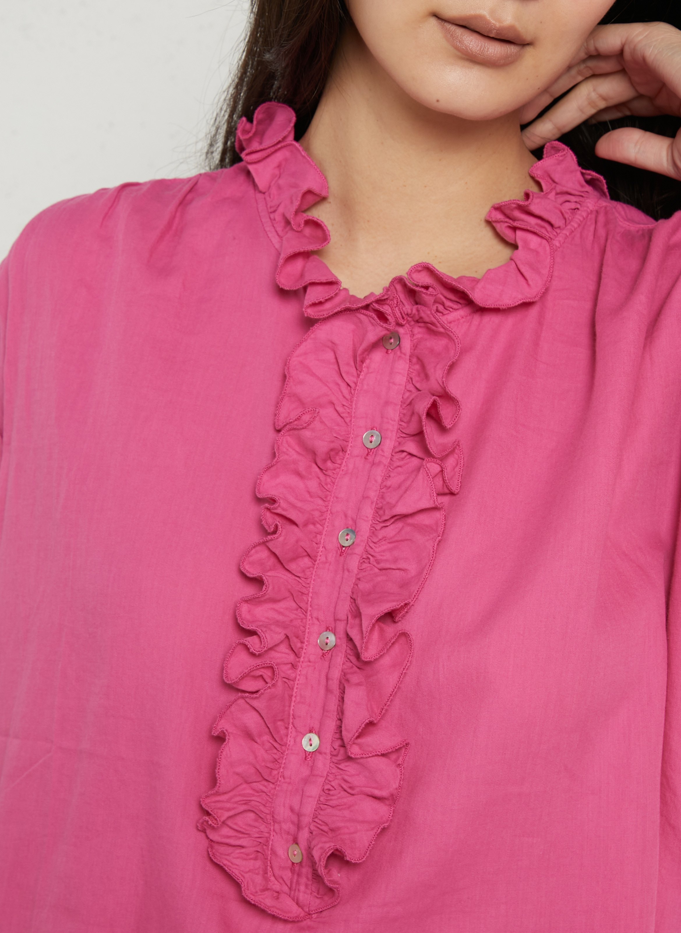 Top manches courtes droit à froufrous BELLA JONES Rose