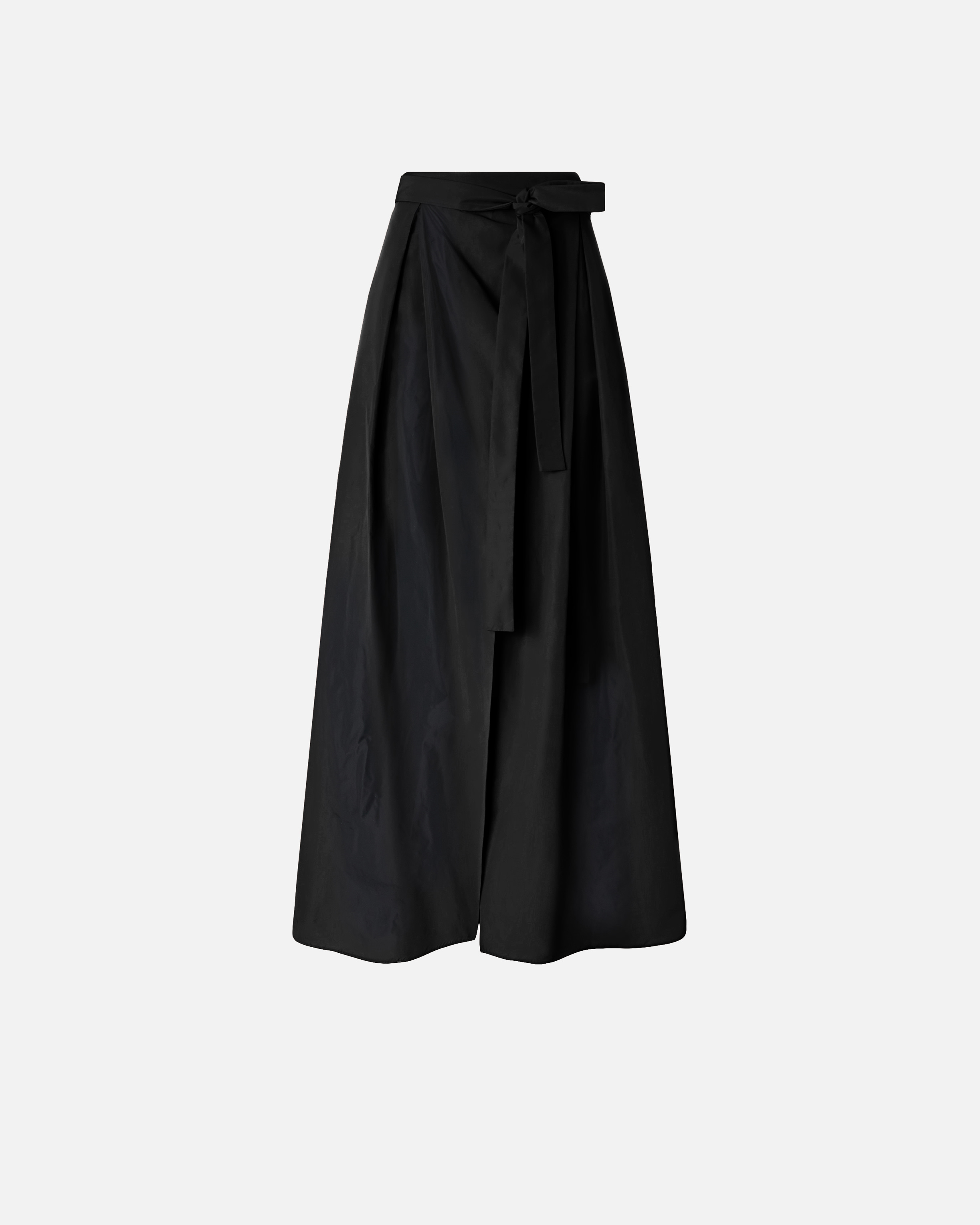 Long wrap skirt with bow Black