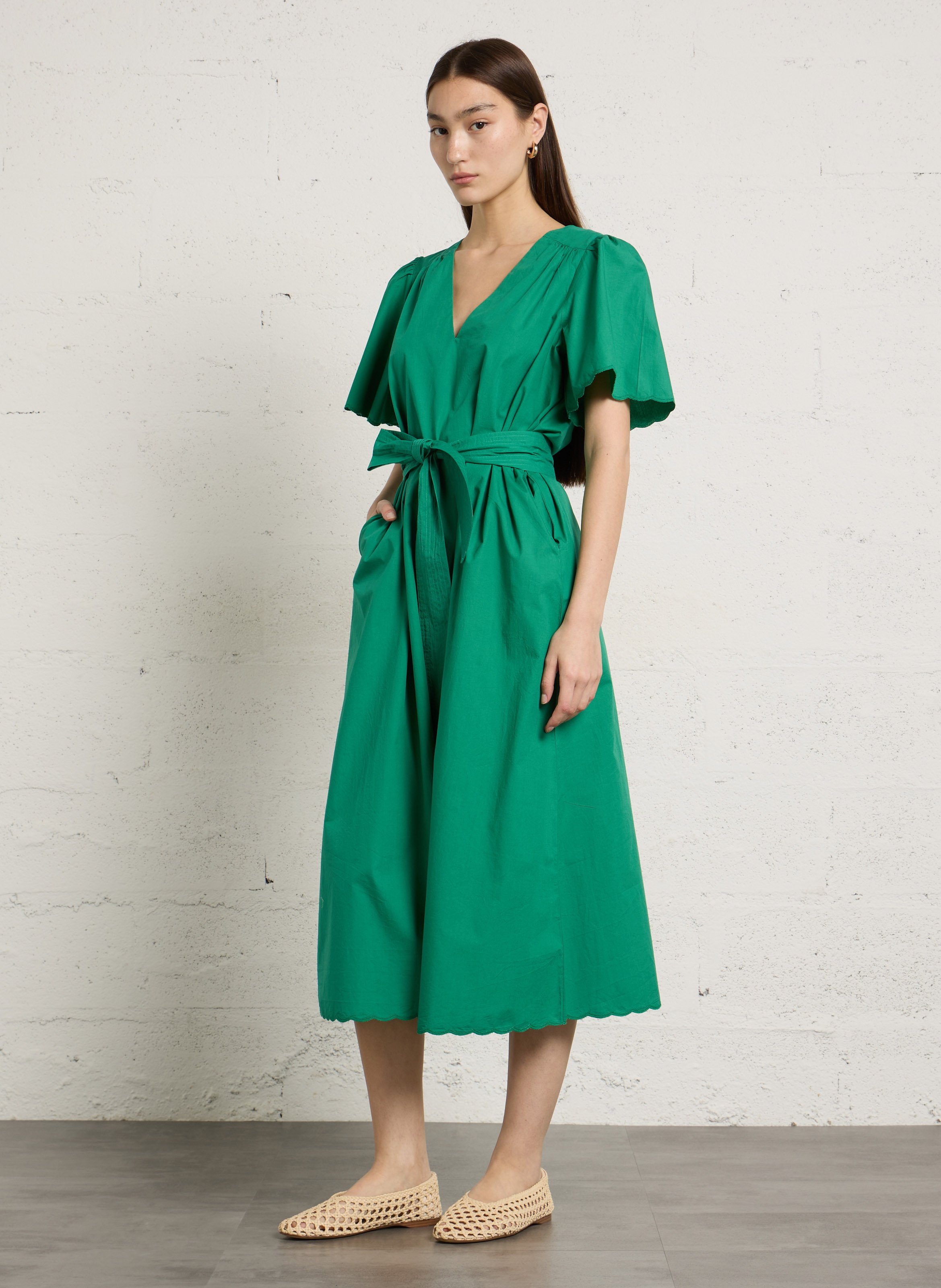 Ausgestelltes Maxikleid aus Baumwolle BELLEPIECE Grun