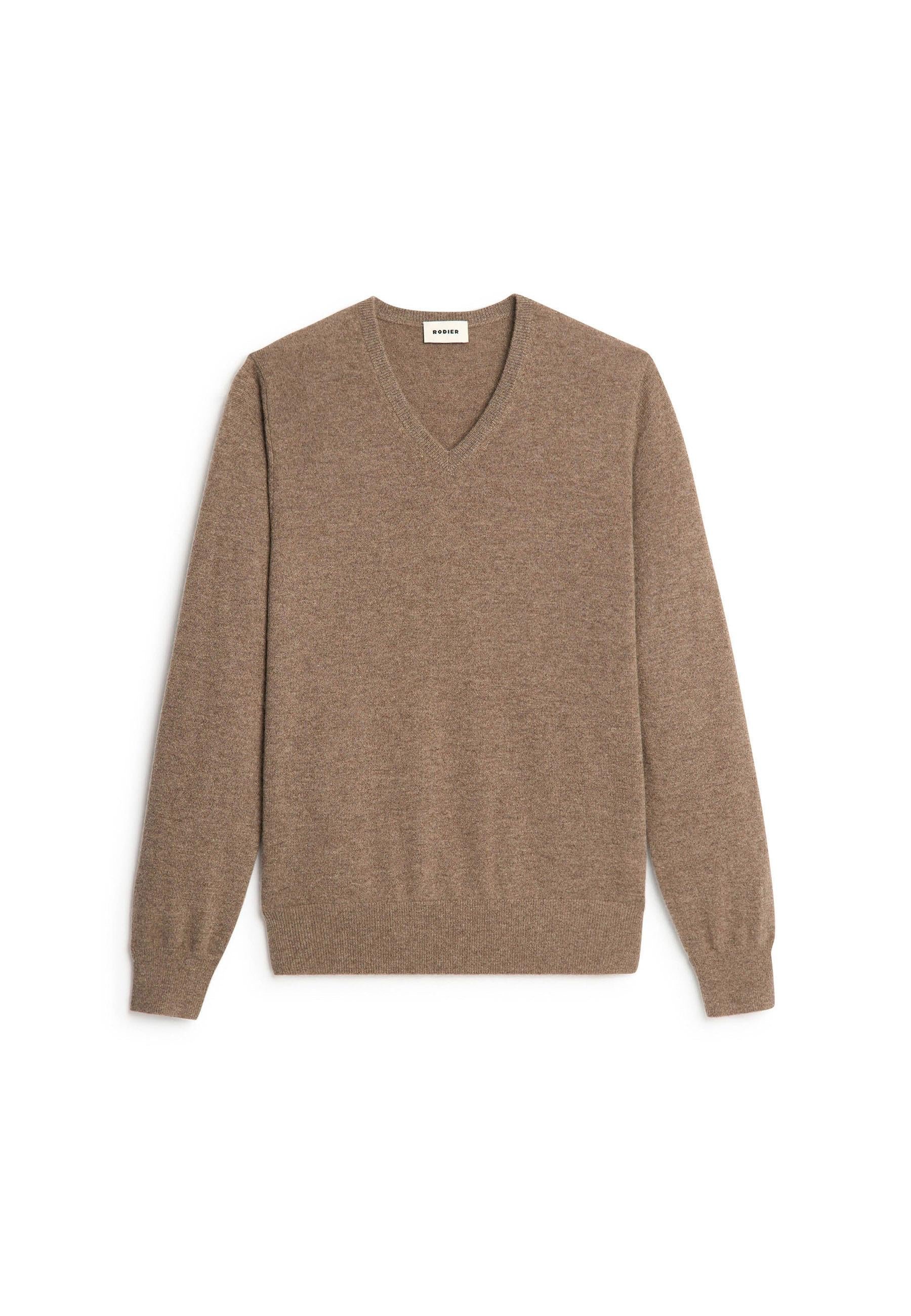 Pull col v en cachemire RODIER Marron