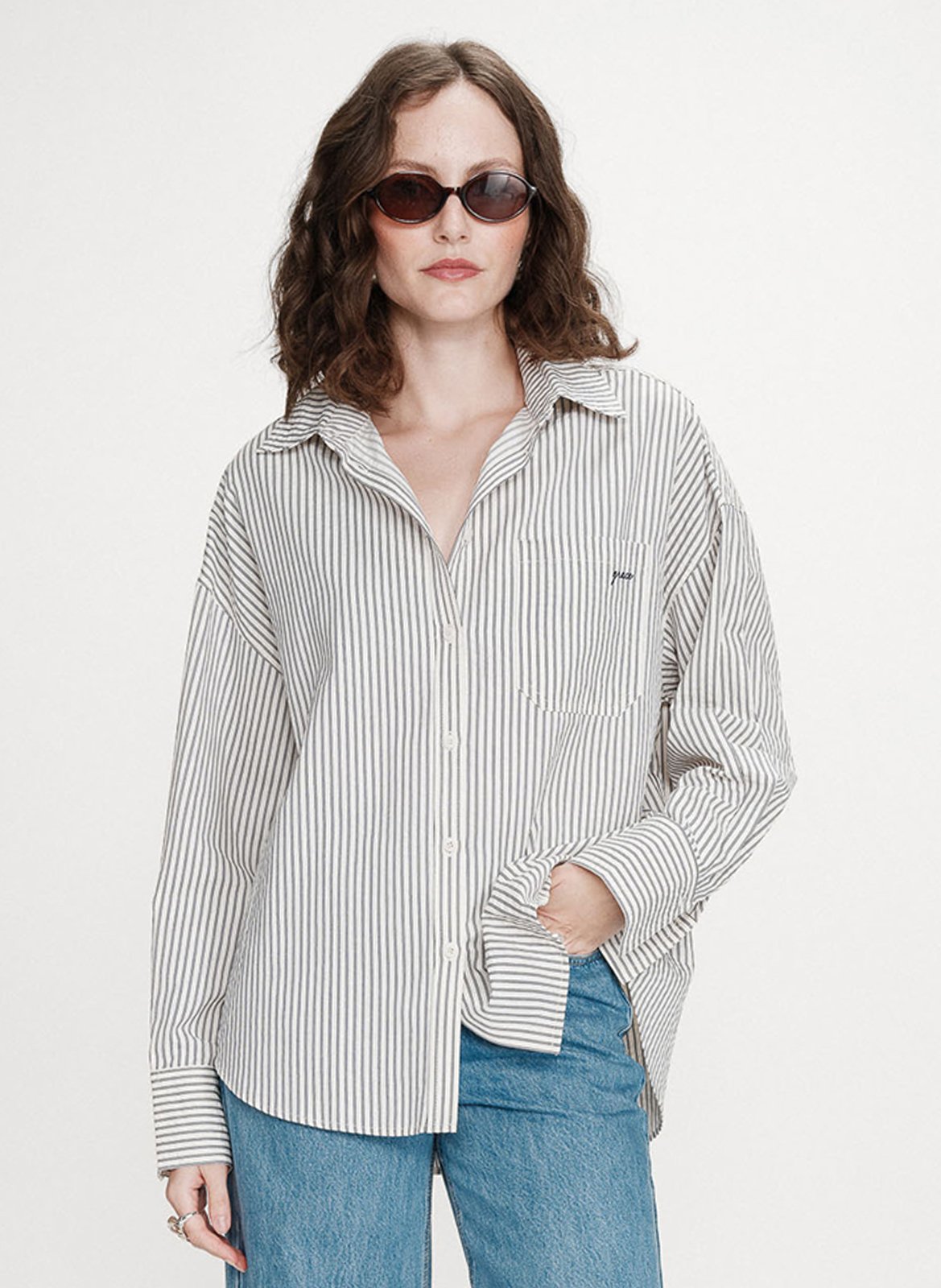 Straight classic collar shirt in printed blended cotton GRACE ET MILA