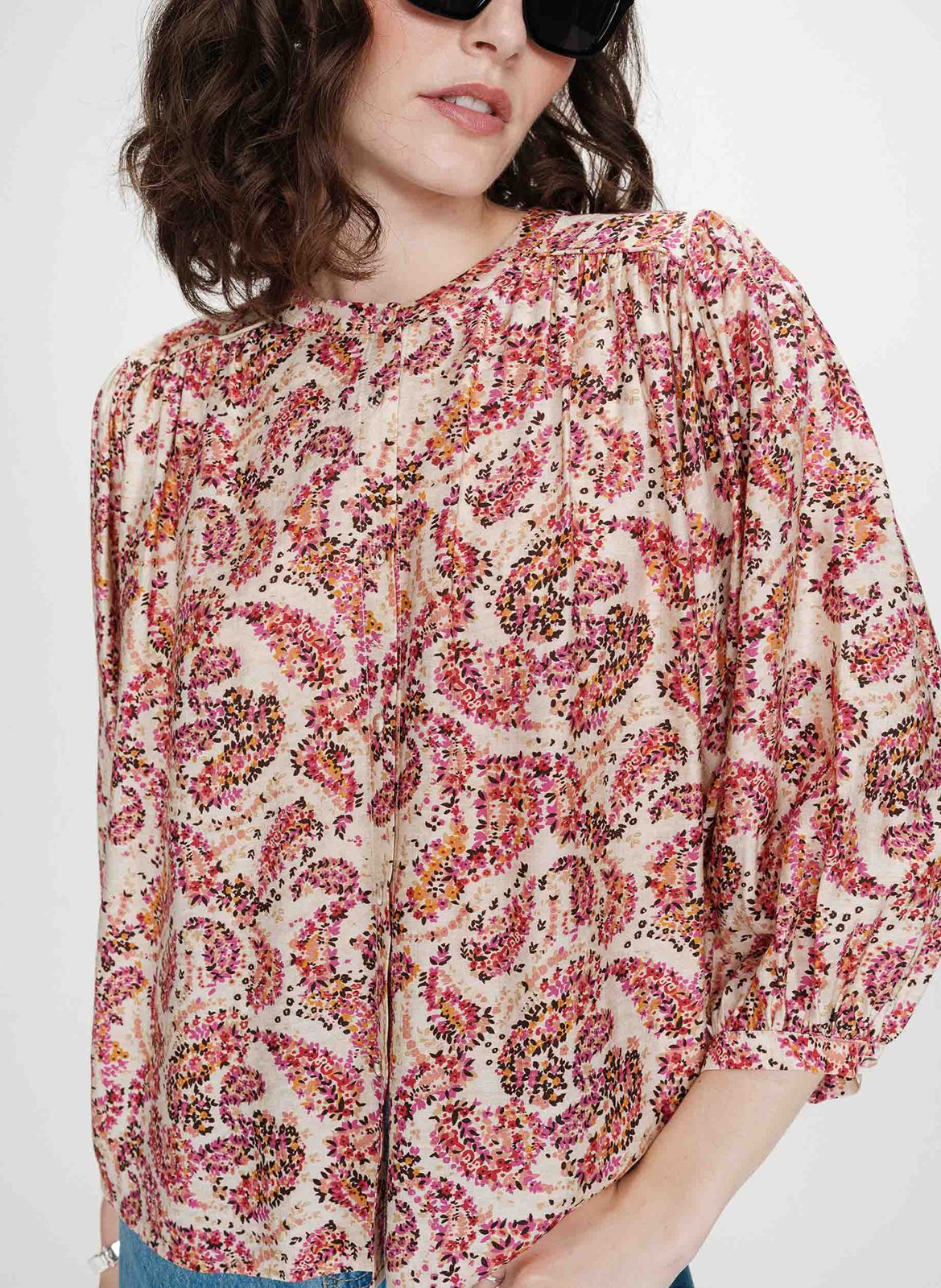 Oversized T-shirt met ronde hals en print GRACE ET MILA Oranje