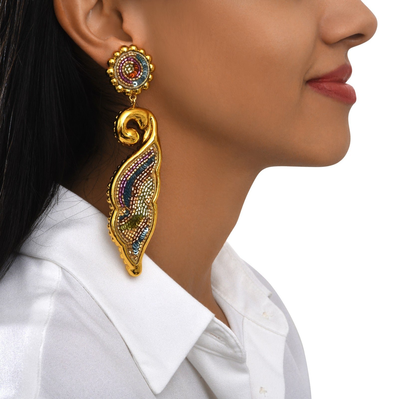 Boucles d'oreilles clip angèle longues SATELLITE PARIS Multicolore