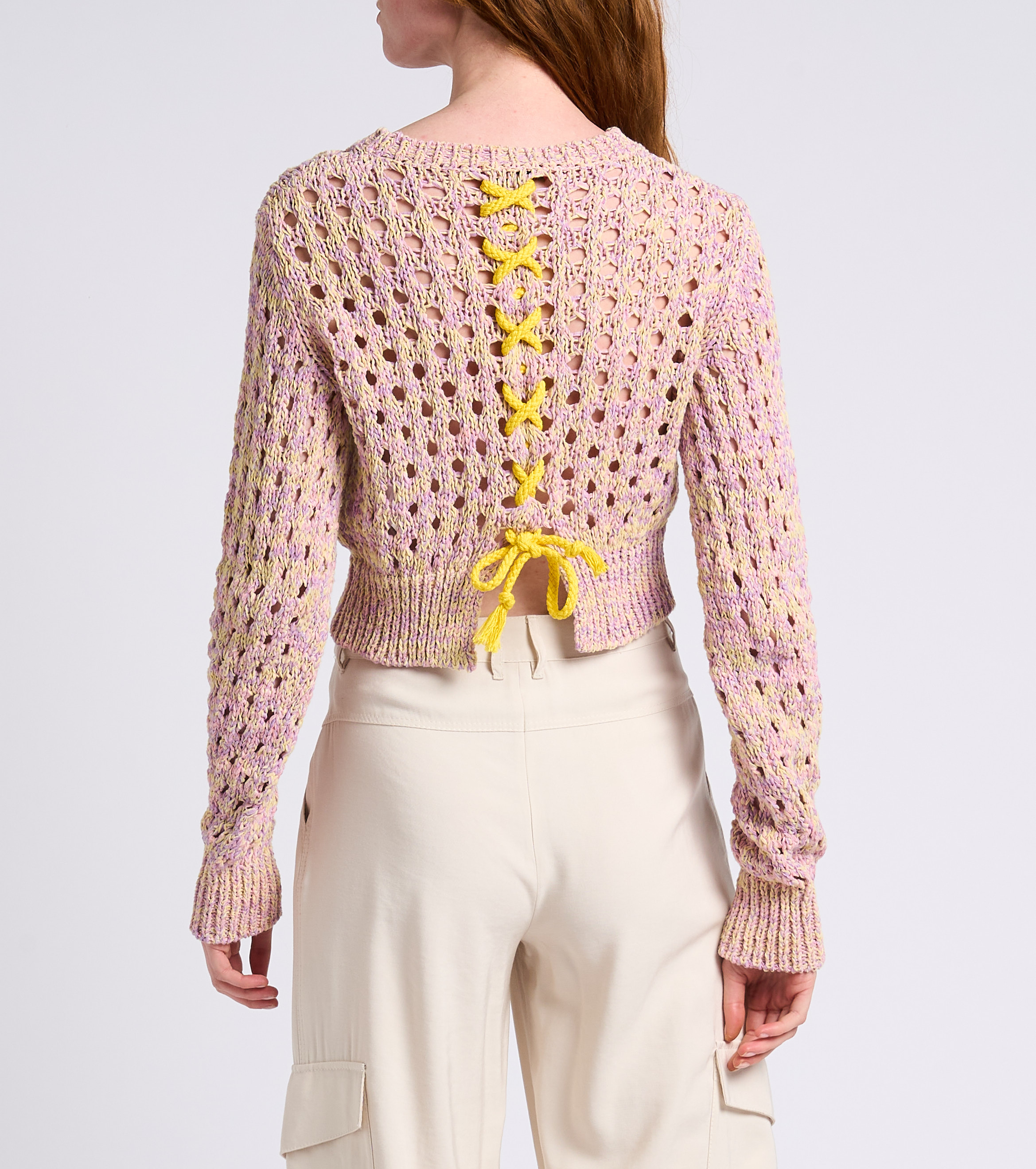 Grobstrickpullover mit Ajour-Muster MAX&Co. Rosa