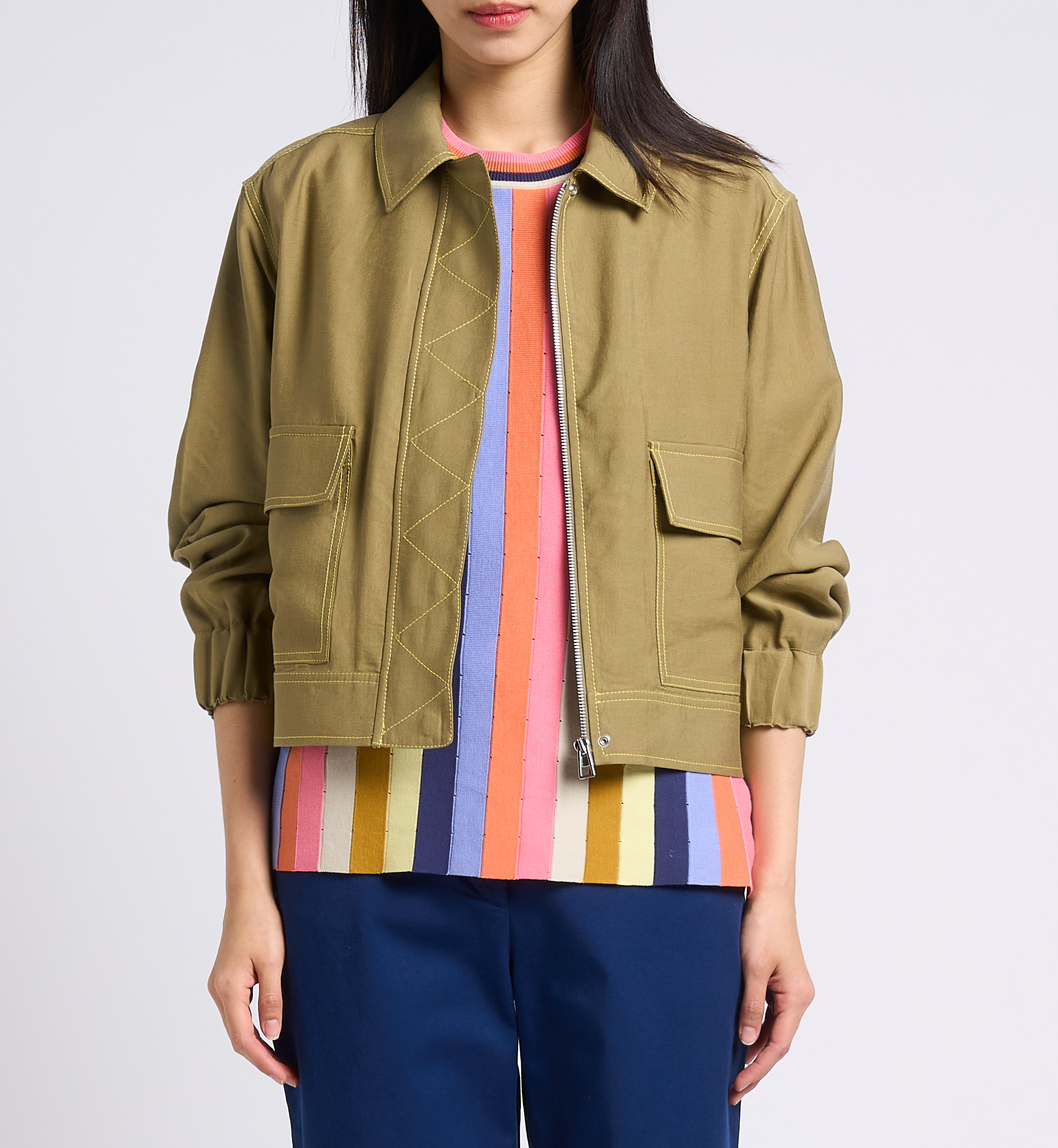 Fließende Jacke mit klassischem Kragen und Ziernähten PAUL SMITH Grun