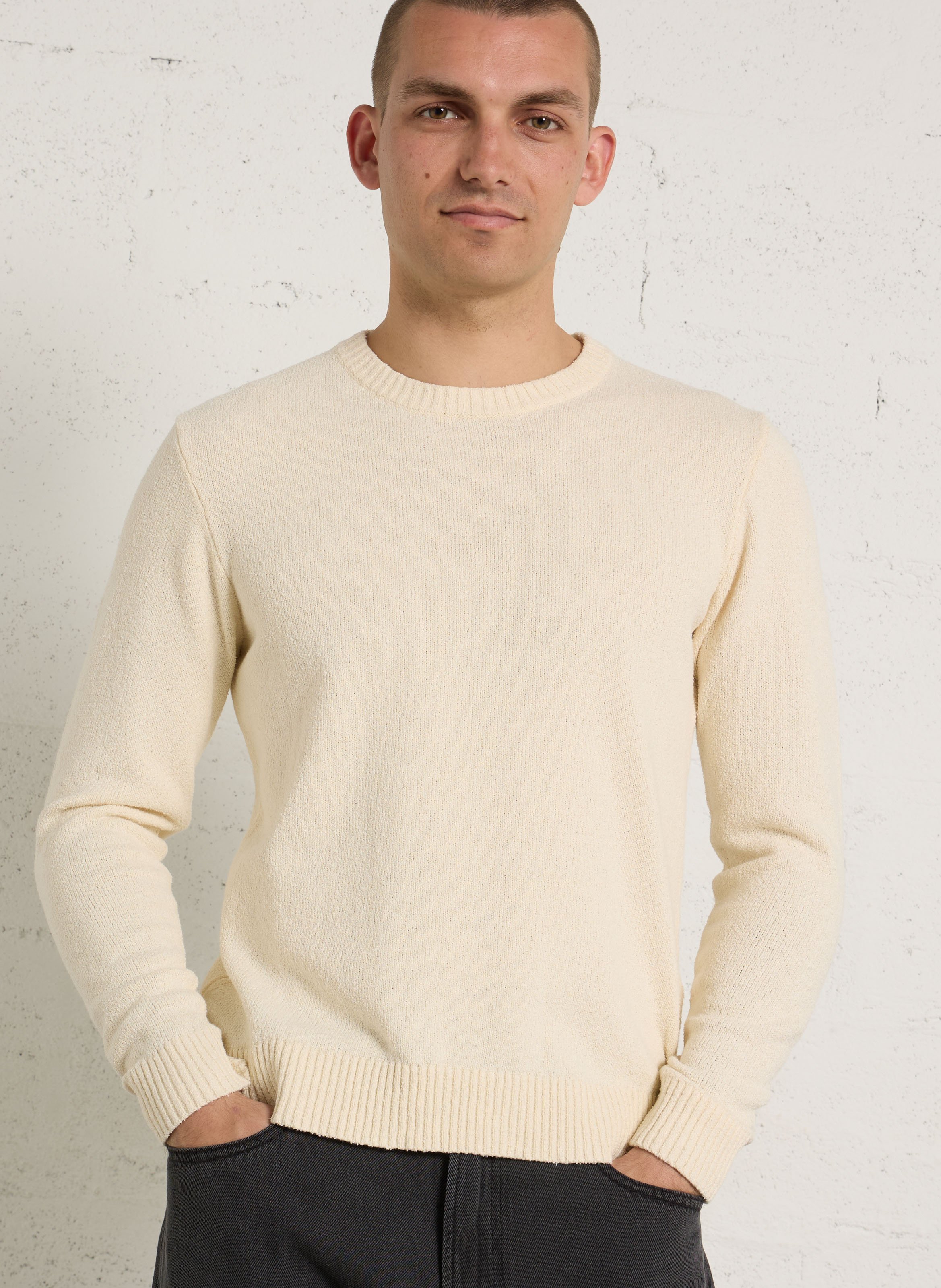 Pull col rond en coton mélangé AU PRINTEMPS PARIS