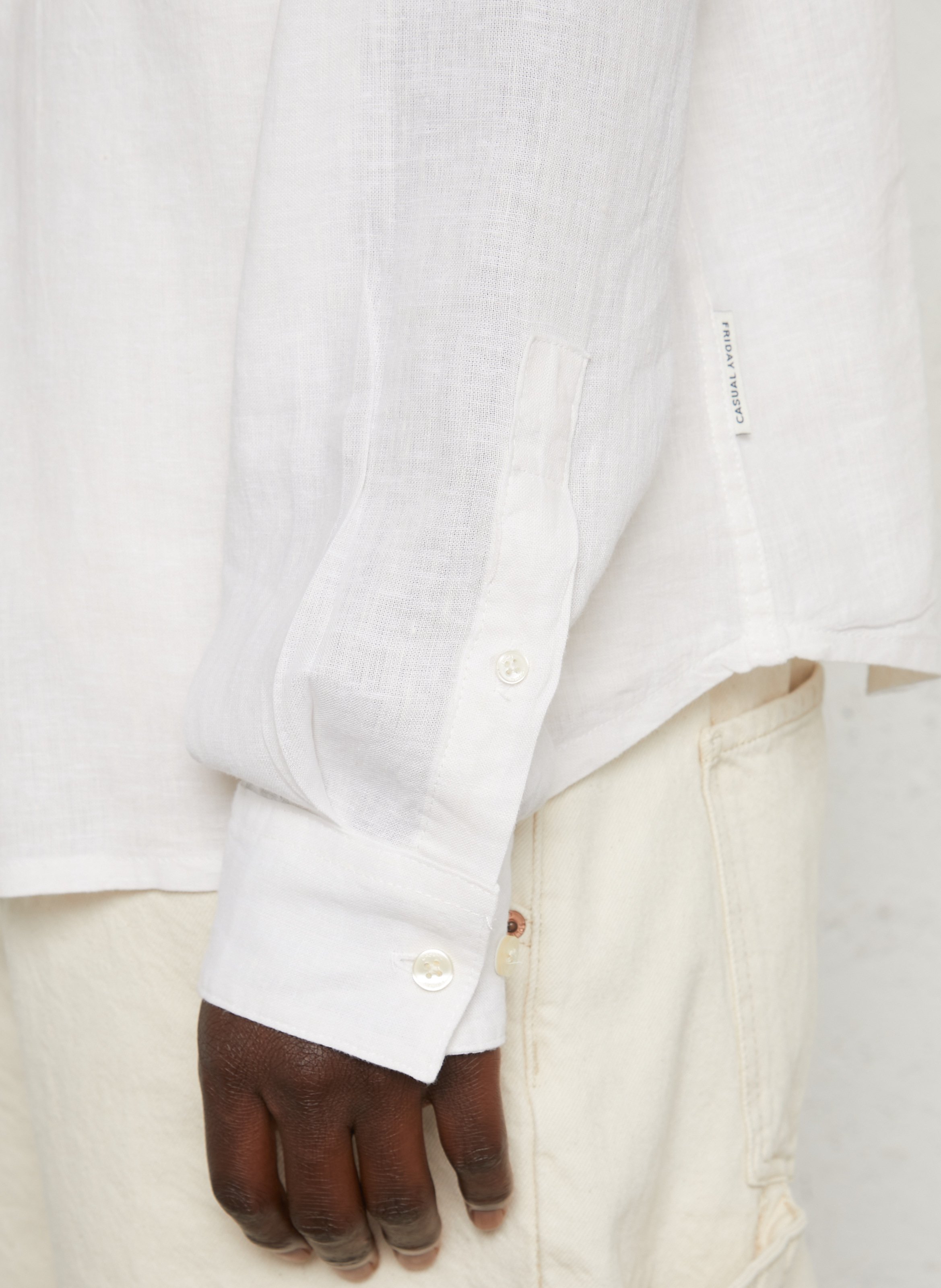 Linen-blend shirt with classic collar CASUAL FRIDAY White