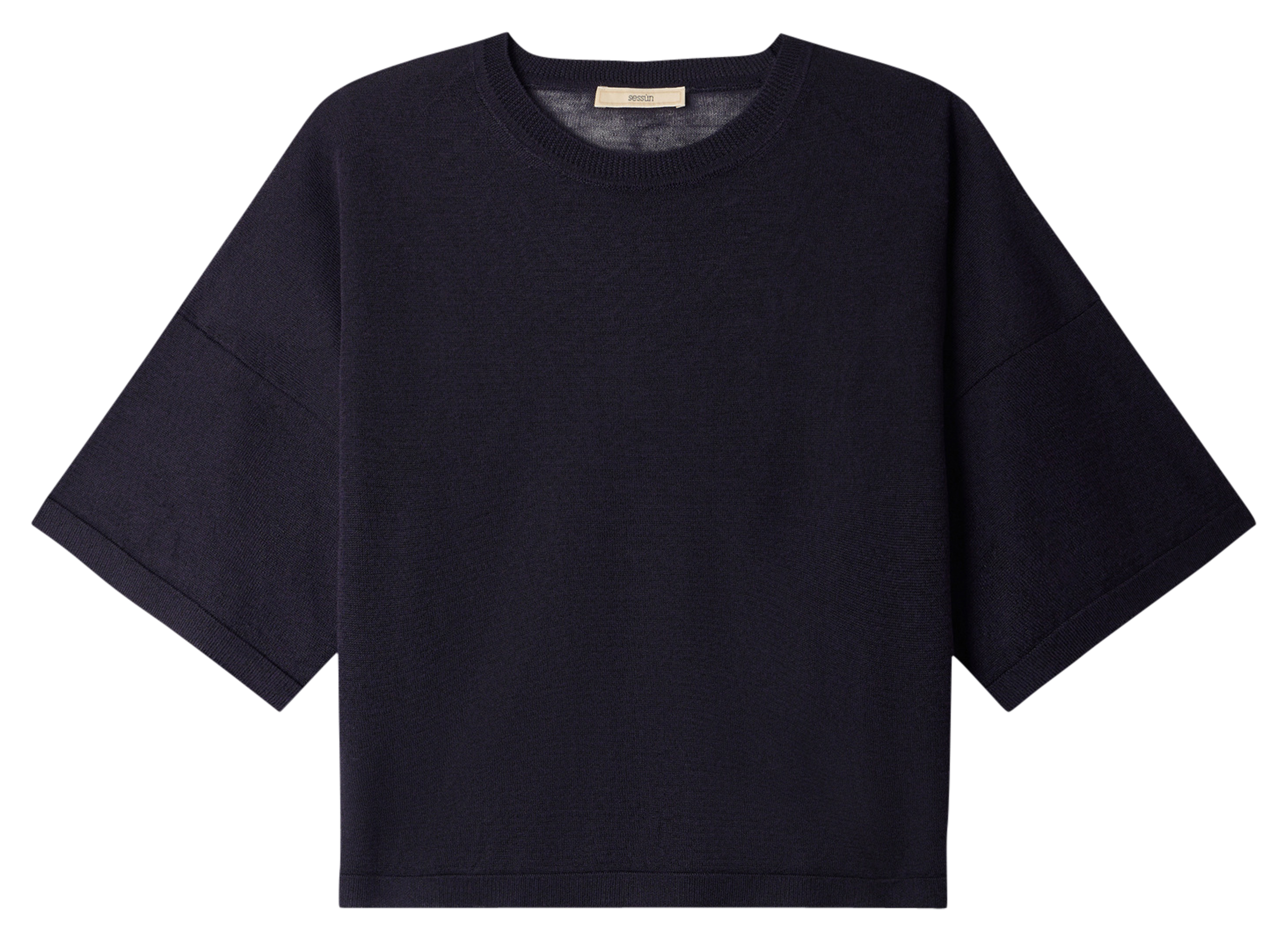 Kurzes T-Shirt mit kurzen Ärmeln uni | Blau SESSUN Damen