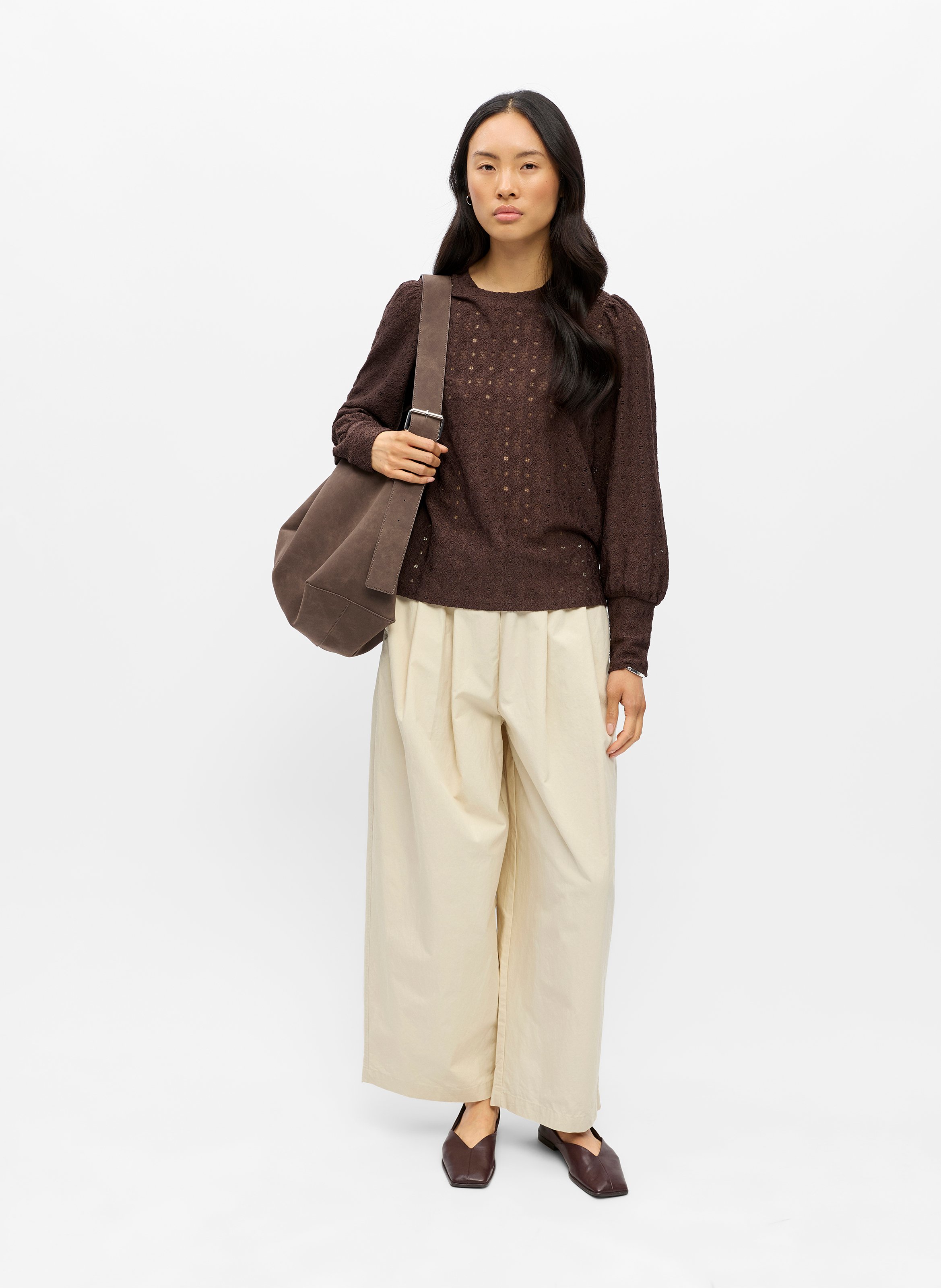 Top oversize col rond OBJECT Marron