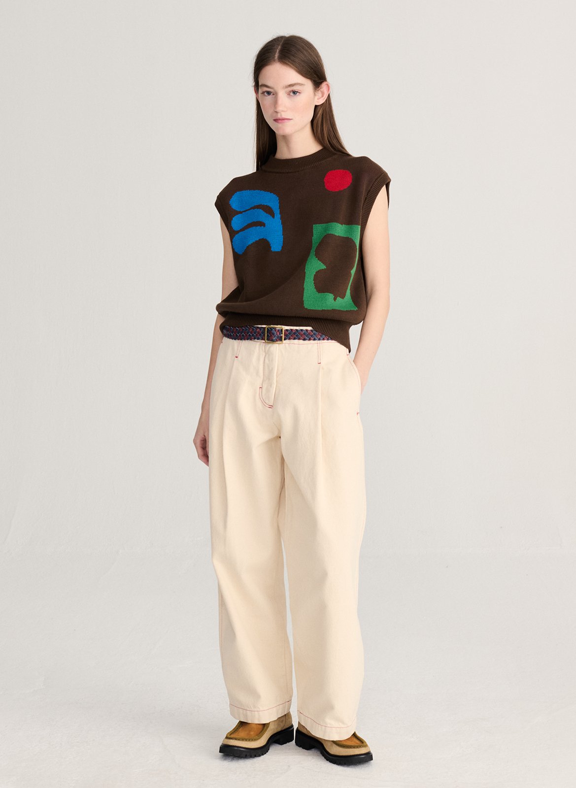 Sleeveless patterned sweater BOBO CHOSES Brown