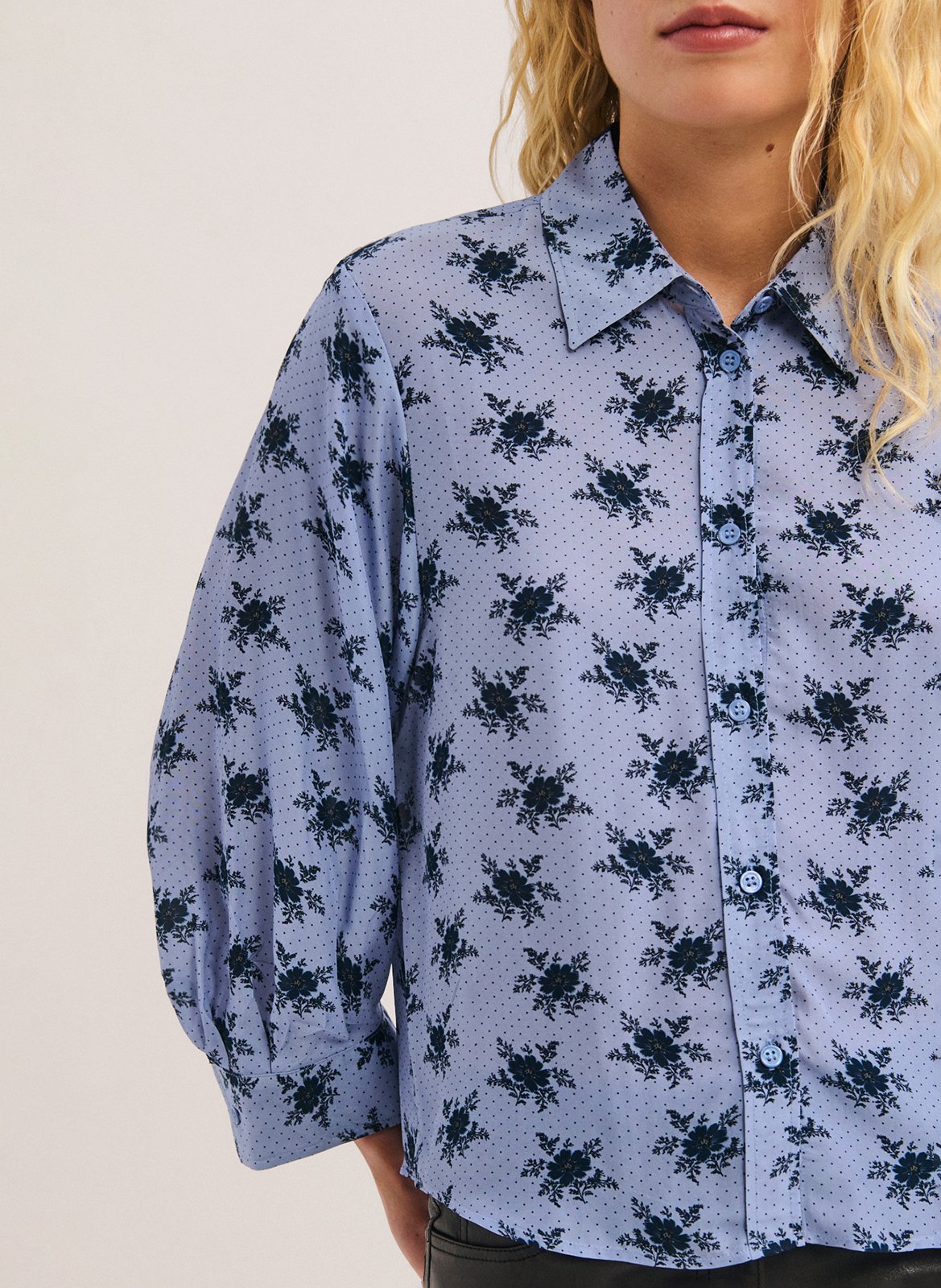 Straight printed shirt with classic collar PABLO Blue