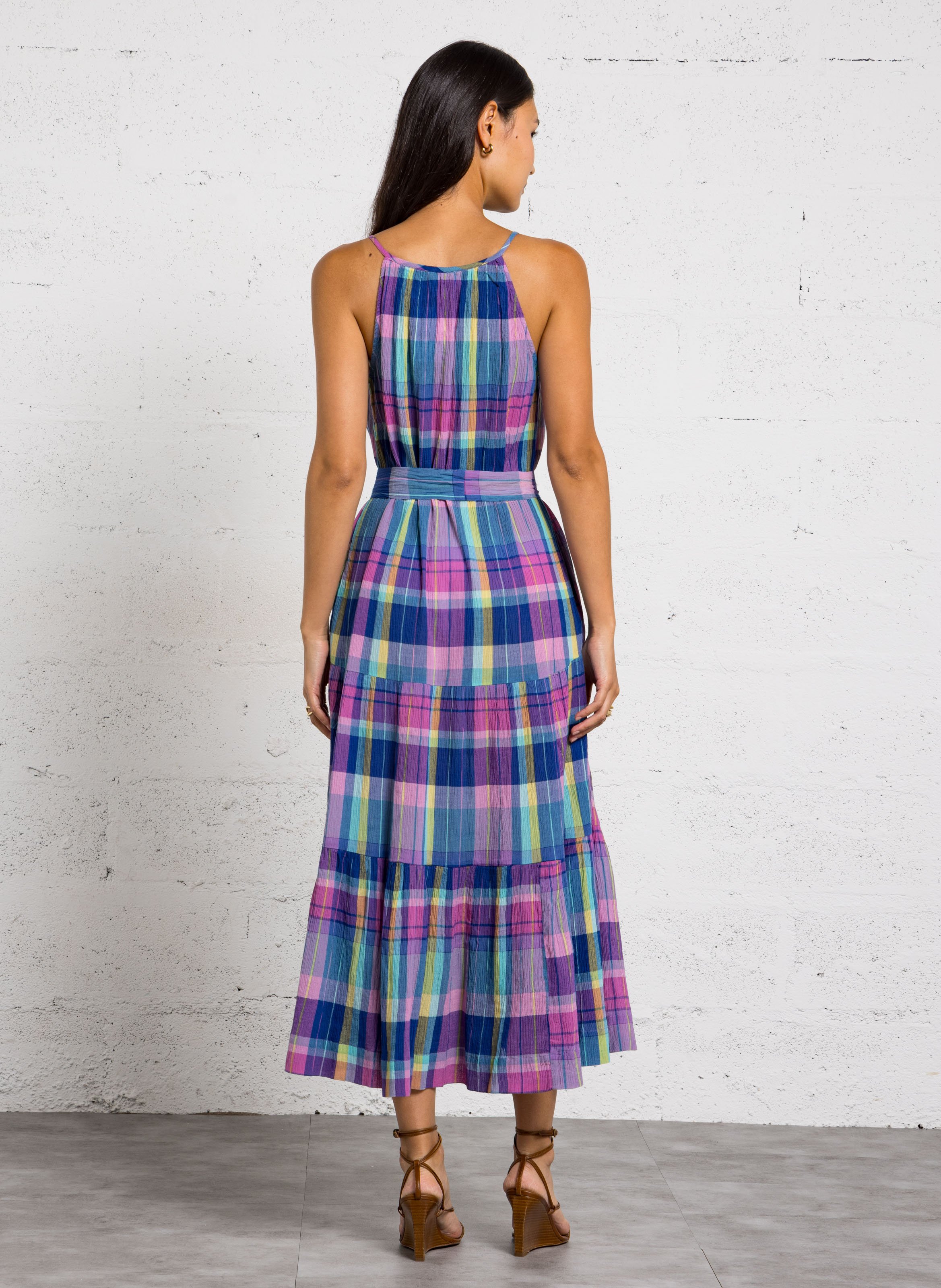 Long cotton V-neck dress MAISON 123 Blue