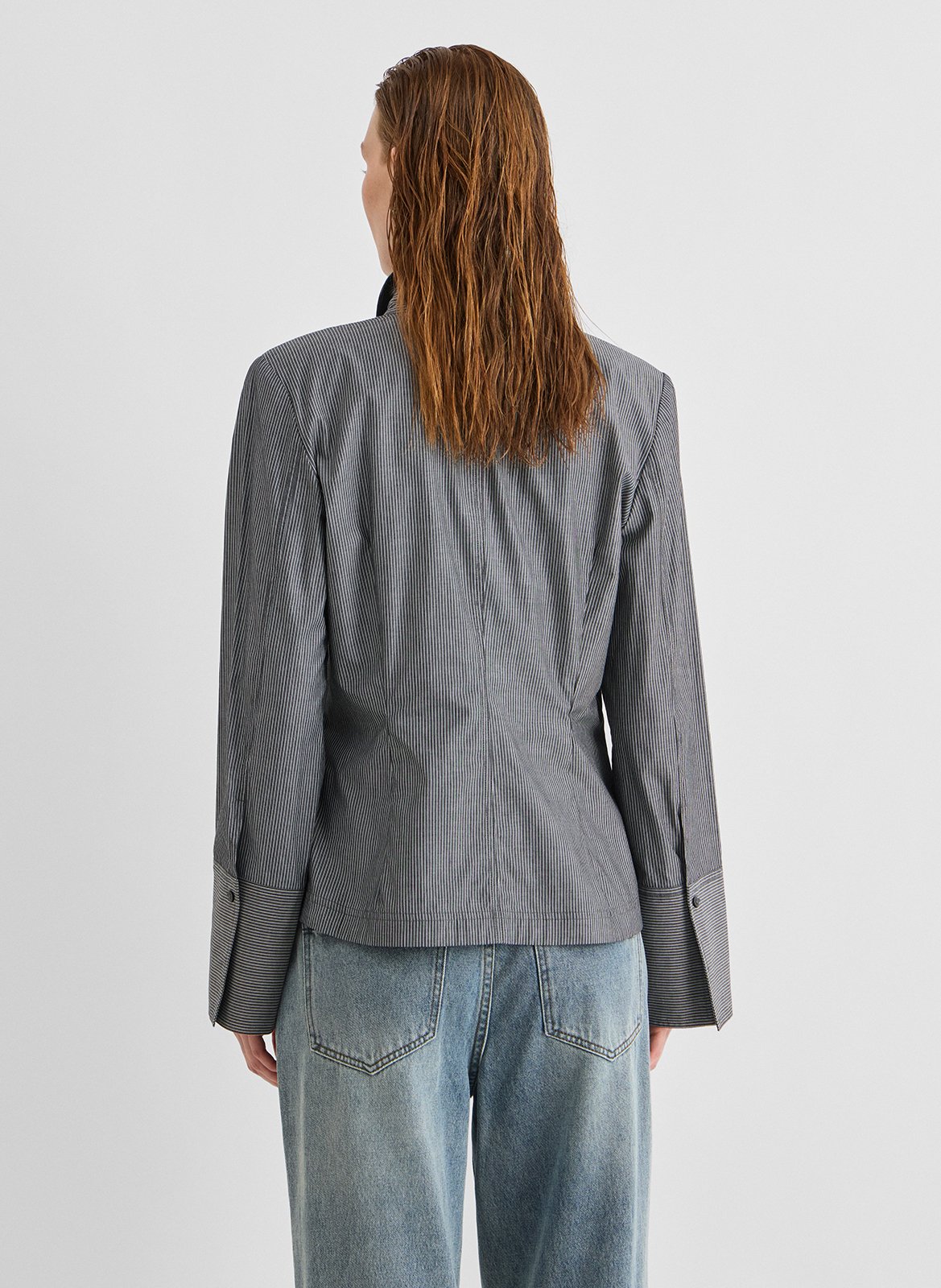 Fitted cotton shirt with classic collar ROUGE EDIT Grey
