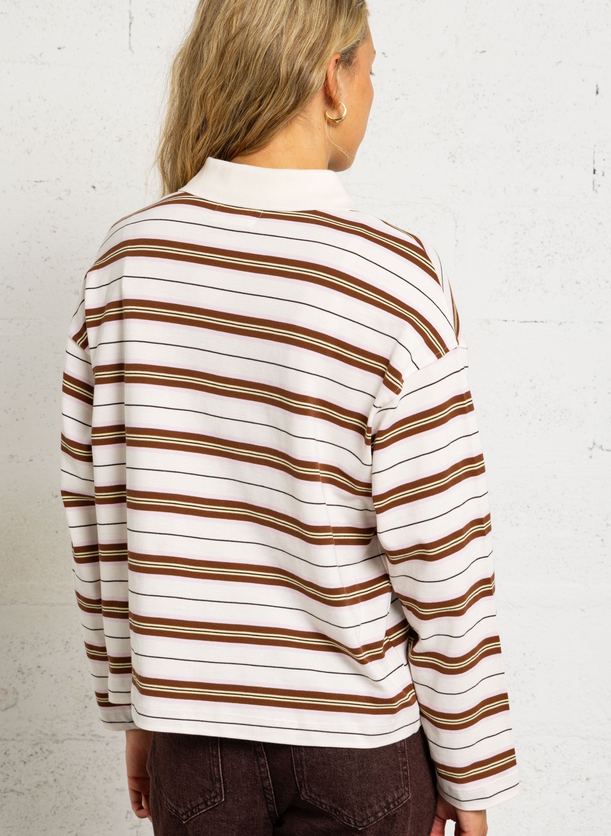 Polo oversize en coton rayé DES PETITS HAUTS Multicolore