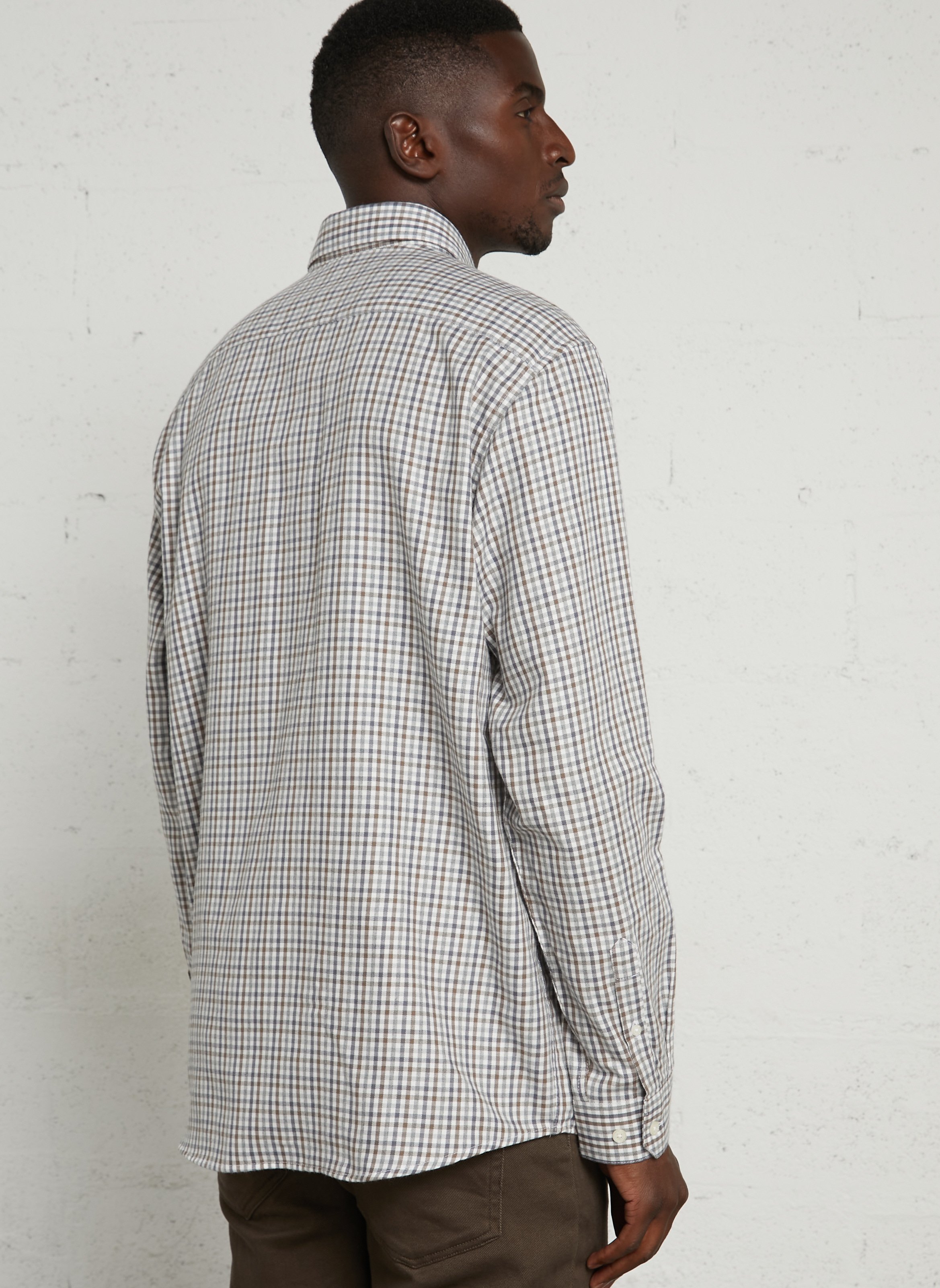 Chemise col américain en coton AU PRINTEMPS PARIS Beige