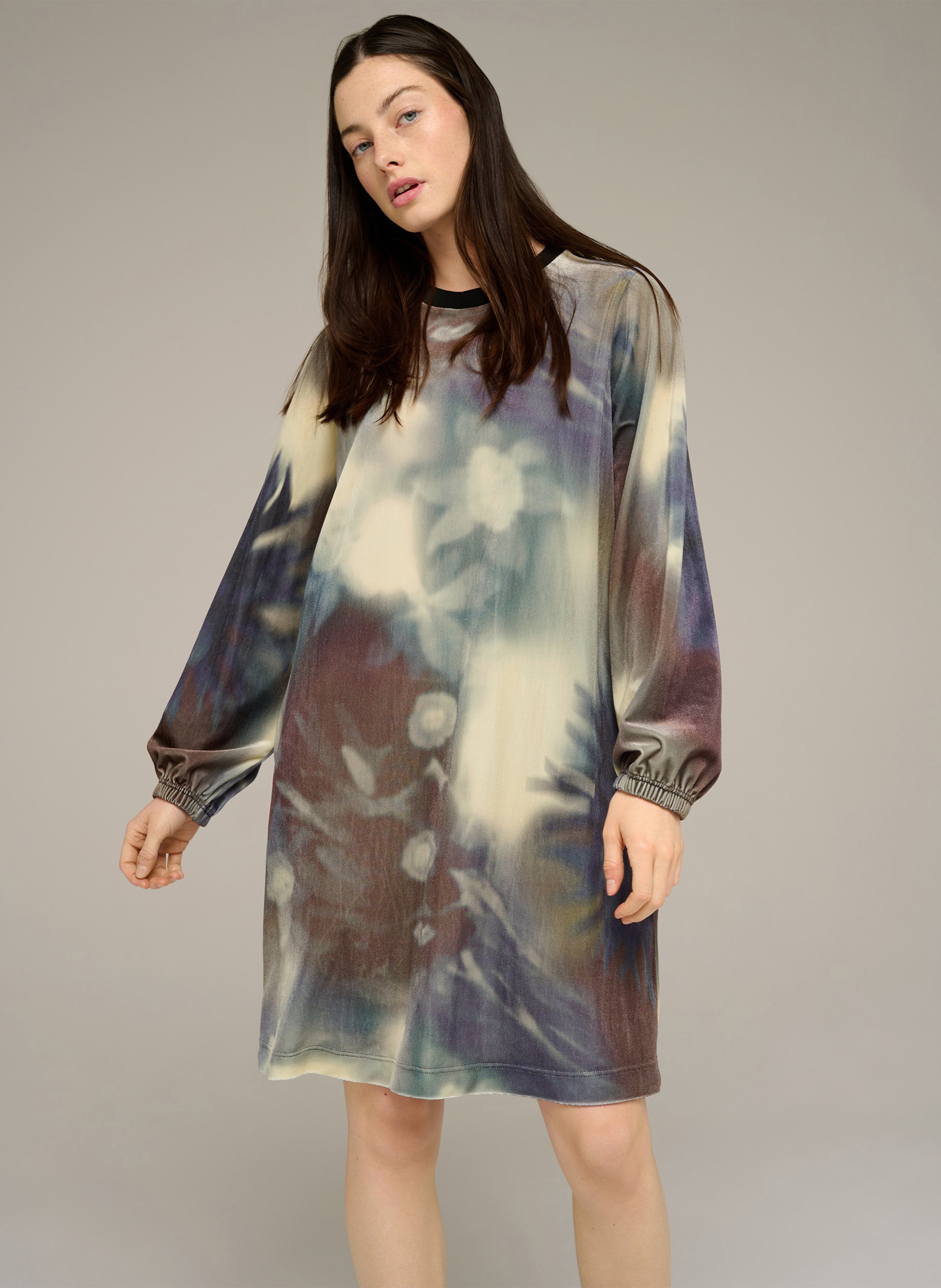 Robe courte col rond à imprimé COTELAC ACOTE Noir