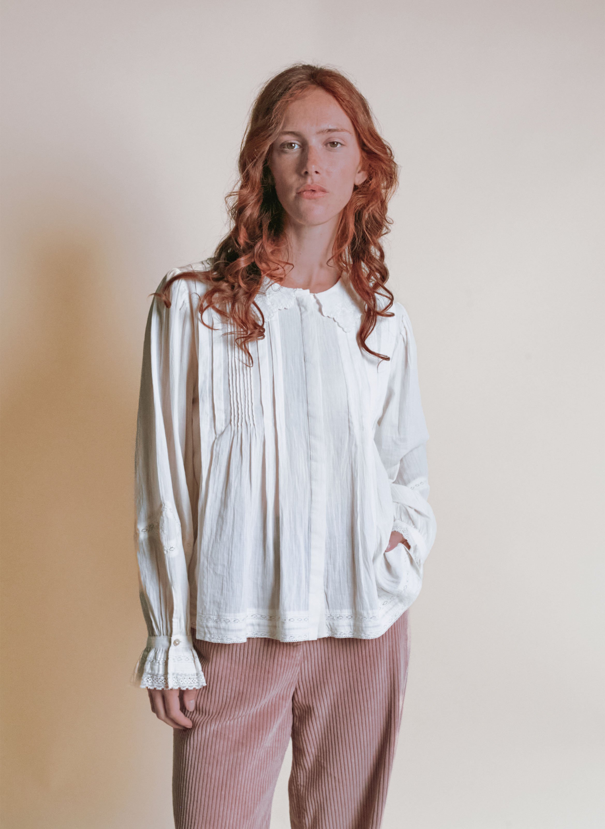 Baumwollbluse mit klassischem Kragen EMILE ET IDA Beige