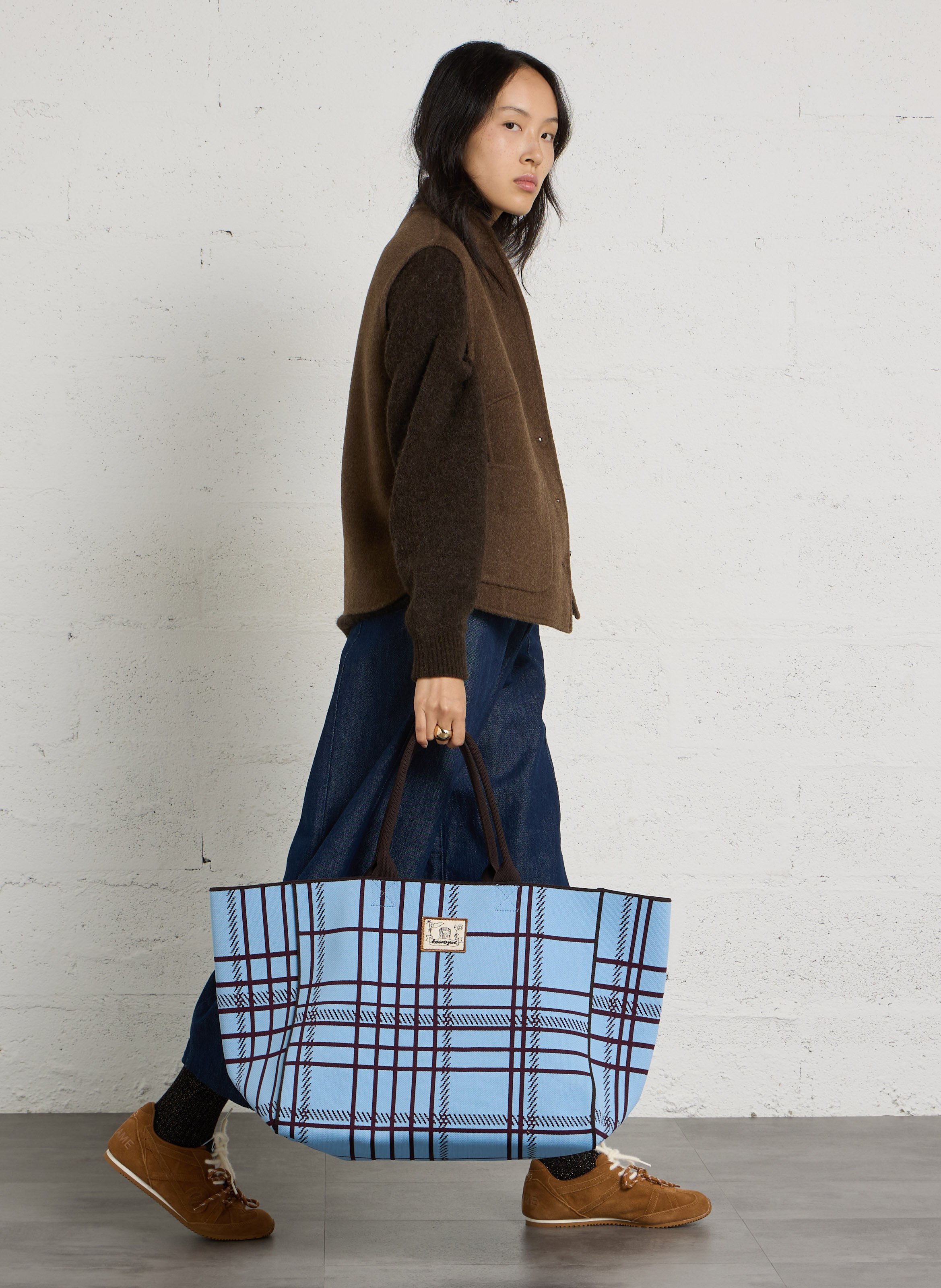 Shopper tas met ruitjes BECKSONDERGAARD Blauw