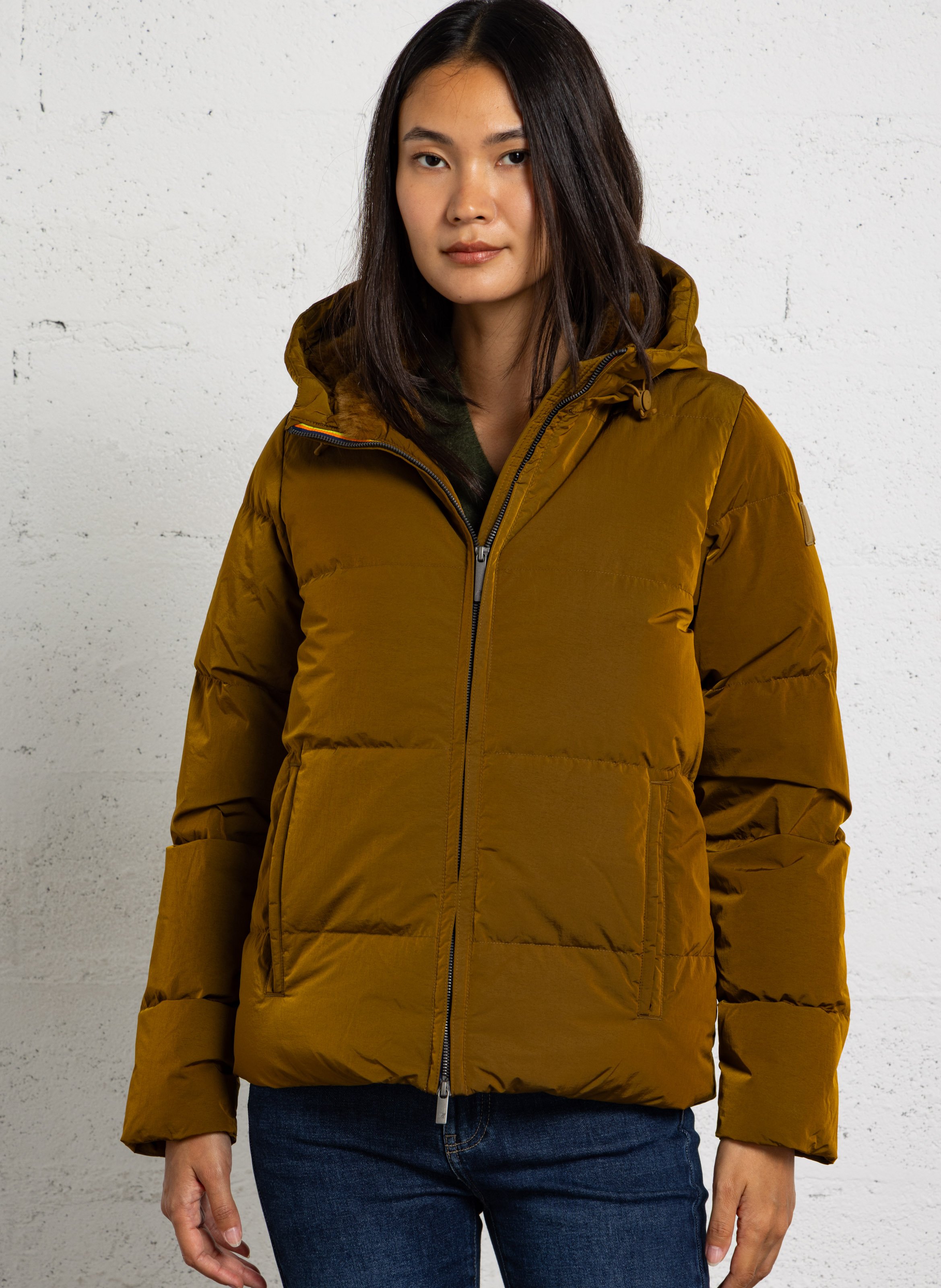Gerade gesteppte Daunenjacke K-WAY Braun