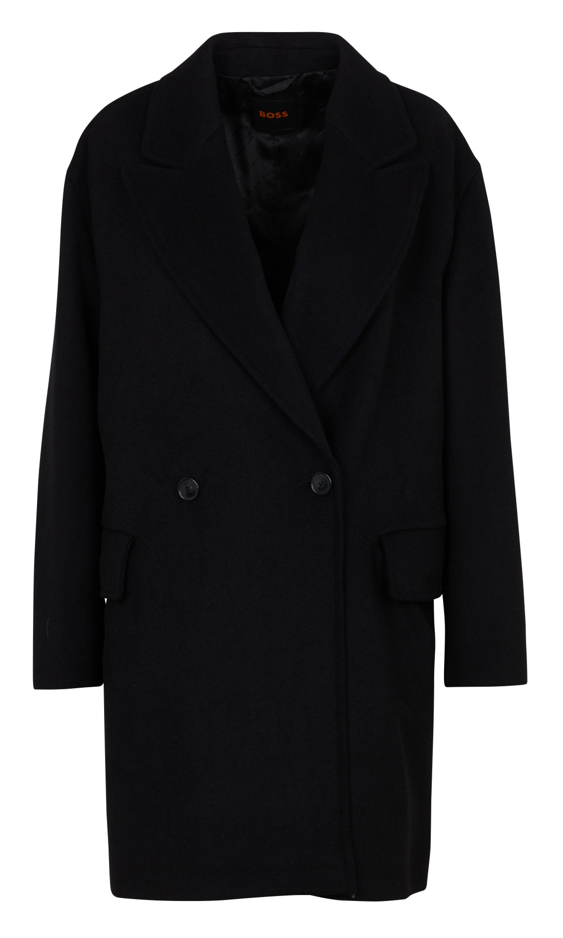 Loose-fit wool-blend mid-length coat BOSS Black