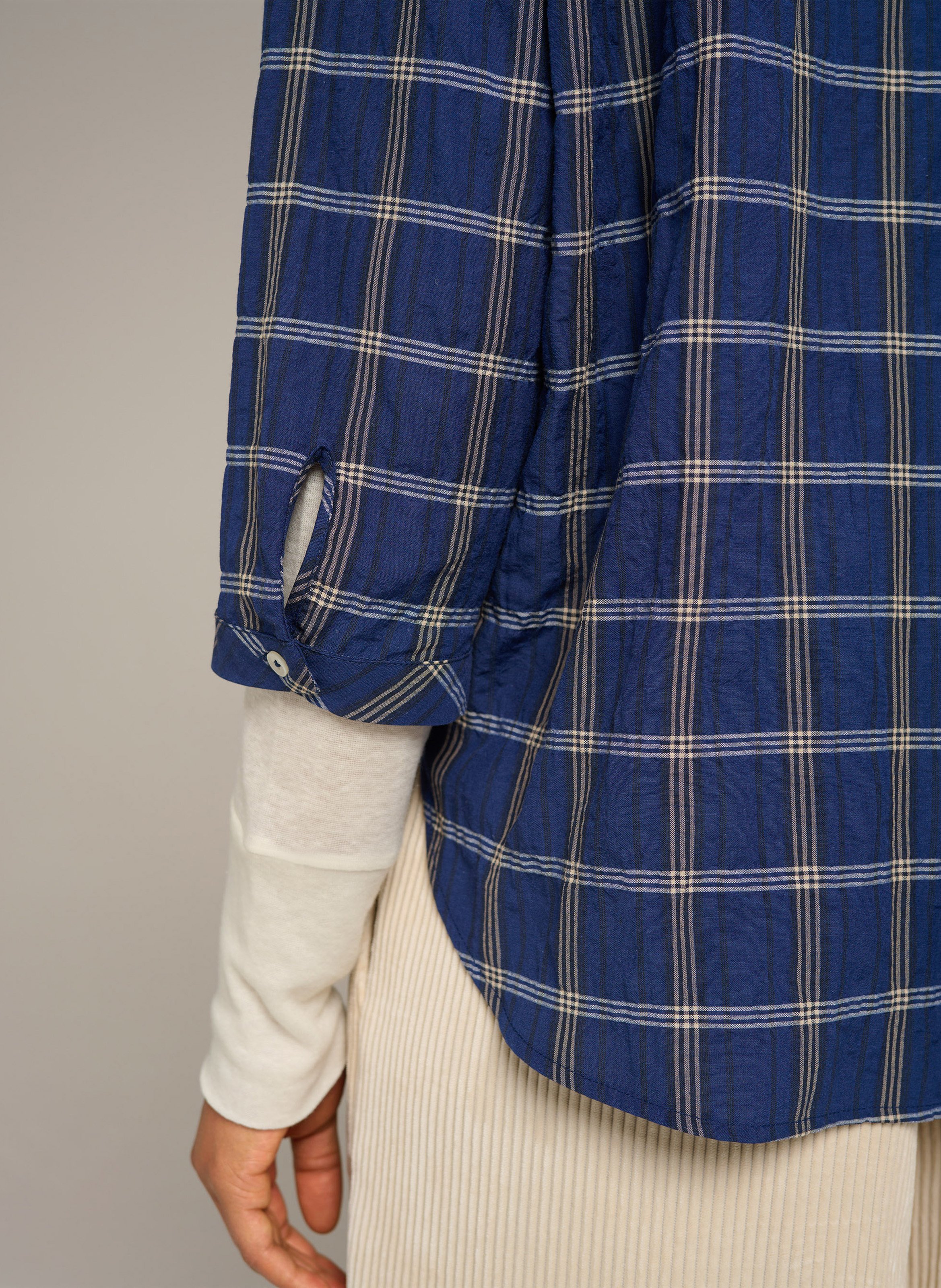 Chemise ample manches 3/4 à carreaux COTELAC ACOTE Bleu