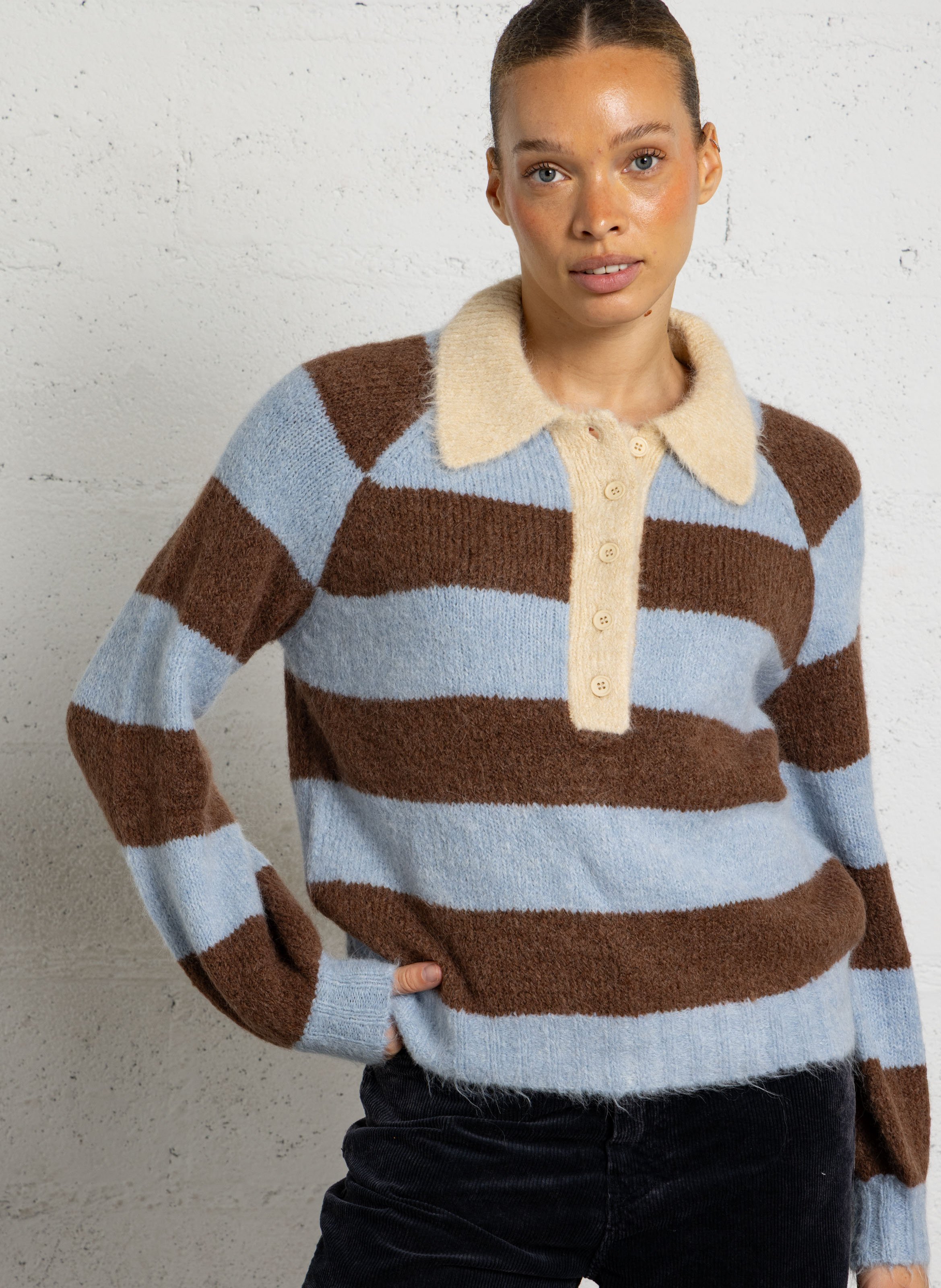 Sweater with polo collar THE TINY BIG SISTER